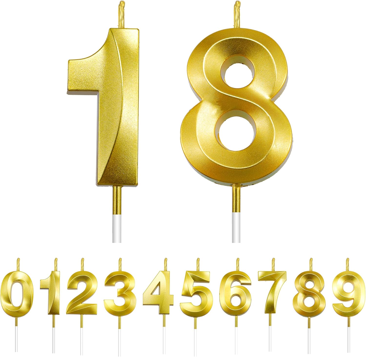 Gold Birthday Number Candles 18 Birthday Candles for Cake