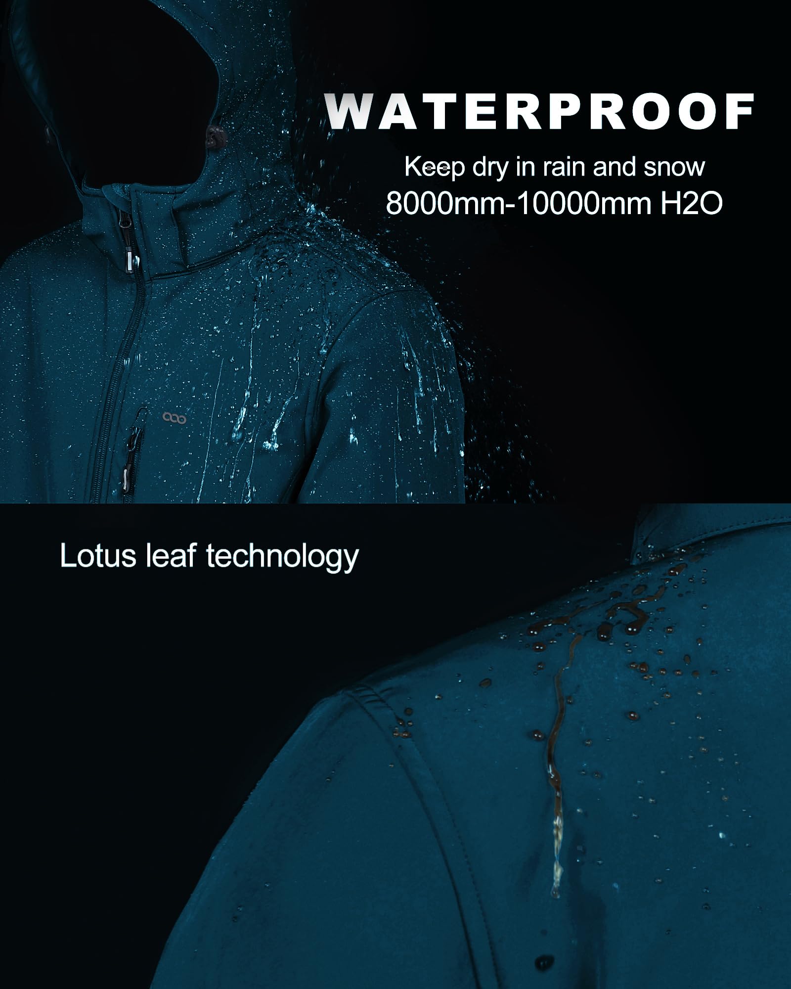 33,000ft Chaqueta softshell para hombre, resistente al agua, cortavientos, forro polar, chaqueta funcional para senderismo, bicicleta, camping