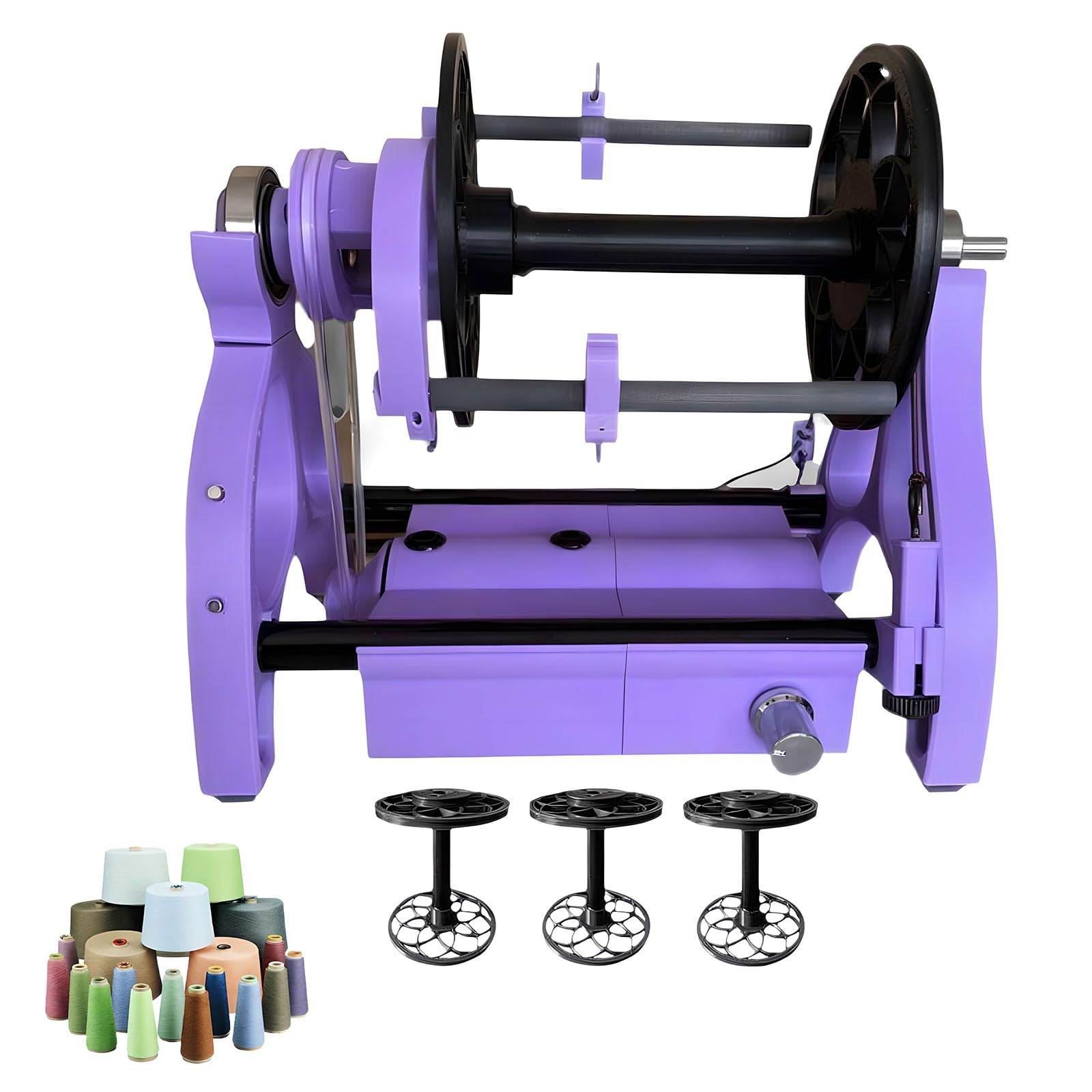 YXYLJOZ Electric Spinnings Wheel, 12V Automatic Yarn Winding Machine, 800RPM for Efficient Knitting, Wool Spinner for Yarn Weaving and Blending, Ideal for Roving Projects (Purple)