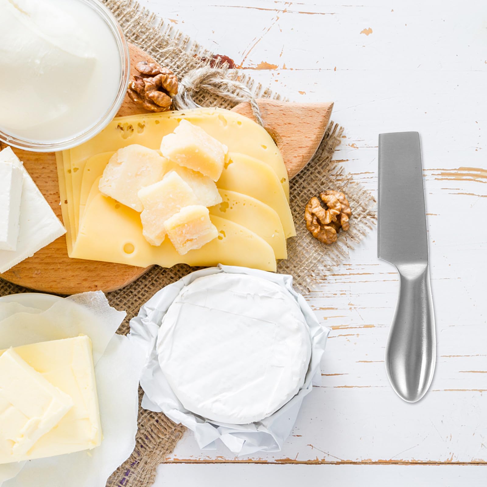 SECFOU de Couteaux à Fromage Manche Creux en Acier Inoxydable 6 Pièces Set Outils Cuisine Pratiques pour Découper Fromages Fermes Pâte Molle Cuisine Domestique et Service en Restauration