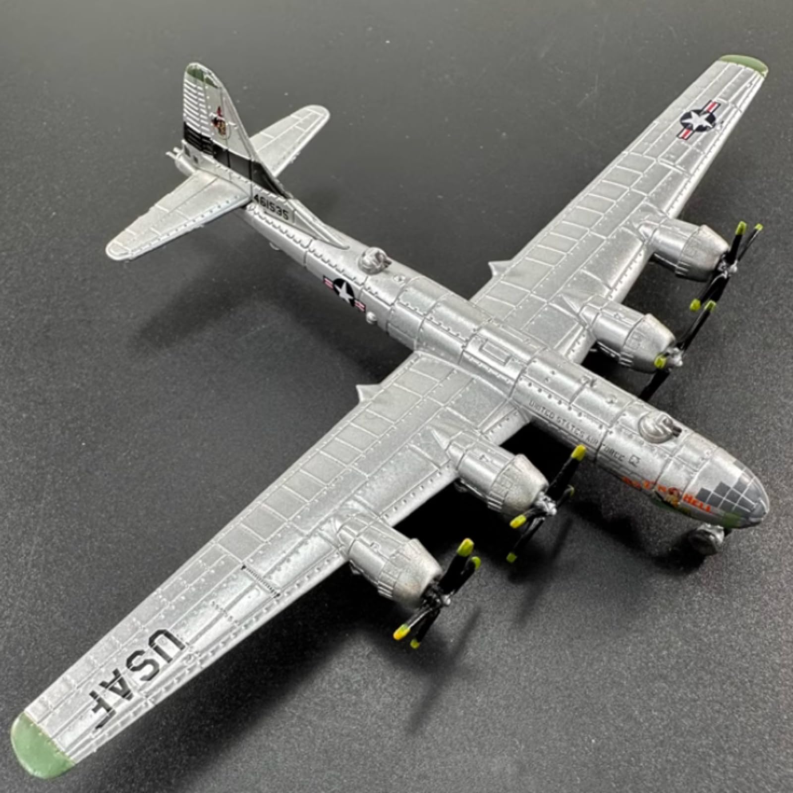 ZEZEFUFU Escala 1/300 US B29 B-29 Superfortress Air Fortress Bomber Modelo con misil Modelo de exhibición estática Juguetes