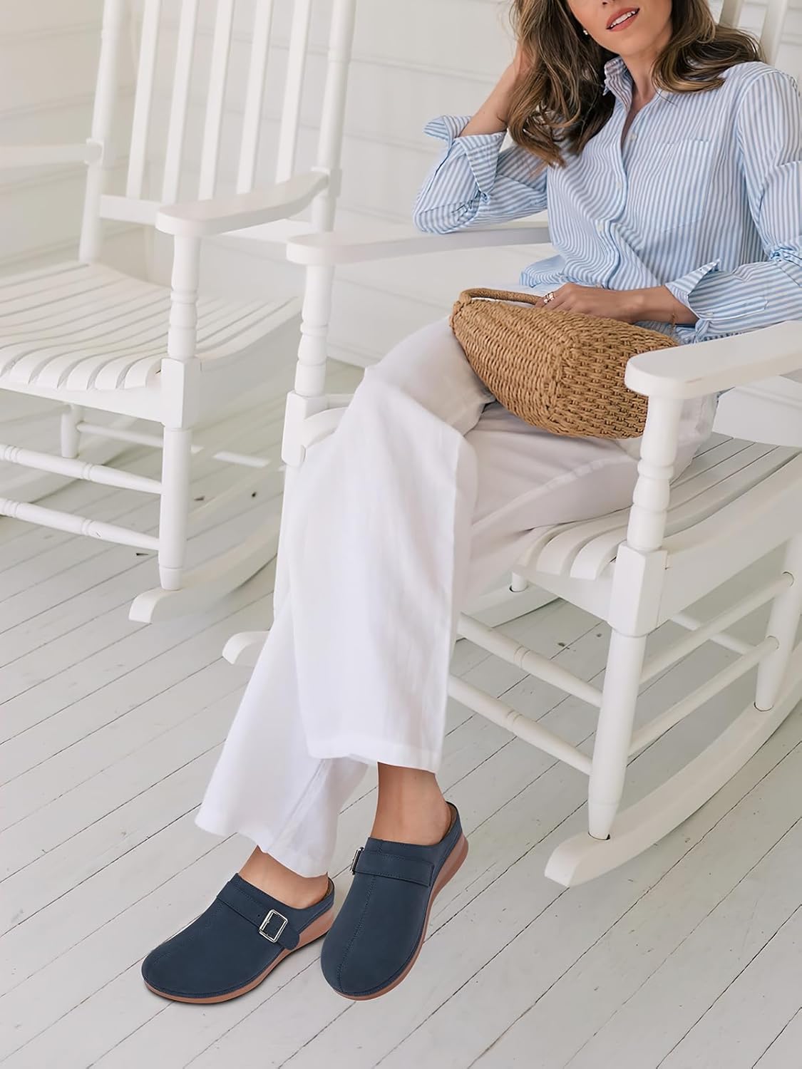 TEMOFON Clogs for Women Slip on Mules: Walking Comfortable, Non Slip, Closed Toe Sandals, Casual Summer Shoes Black Navy Brown Size 5-11 - Image 3