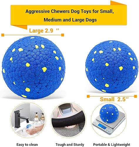 Miniatura 3 de Pelotas para perros de juguete para masticadores agresivos, bolas flotantes indestructibles y duraderas para perros para buscar, bola de goma sólida