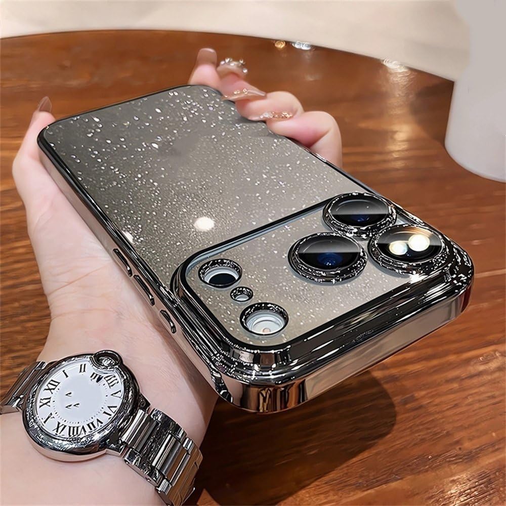 Coque fine transparente à paillettes avec protection objectif en verre pour iPhone 12 Pro - 5