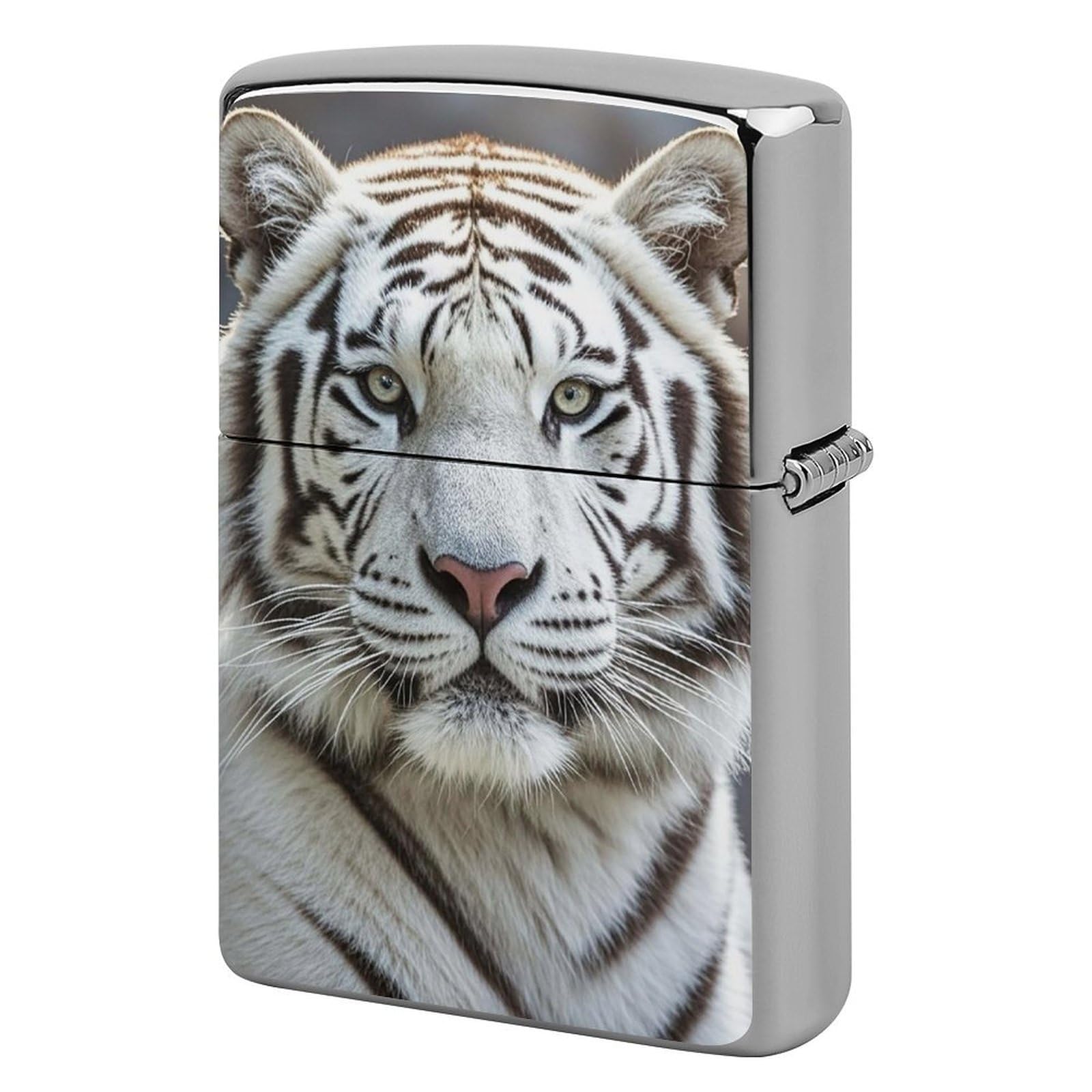 White Tiger Lighter Case for Men, Personalized Lighter Cover for Valentine's Day Gifts, Flip-Top Lighters Shell for Outdoor, Portable Lighters Protective Sleeve