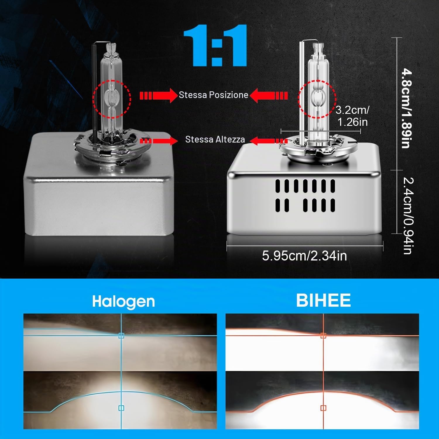 D5S Xenon HID 6000K Fari allo xeno a luce bianca, 35W, lampadine per fari auto, base a supporti metallici, 1 lampada