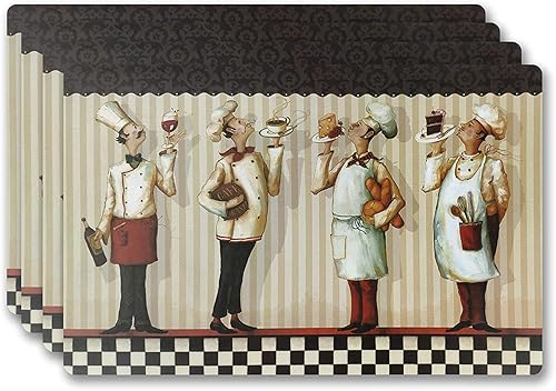 Popular Home - Juego de 4 manteles individuales duraderos (Chef Master