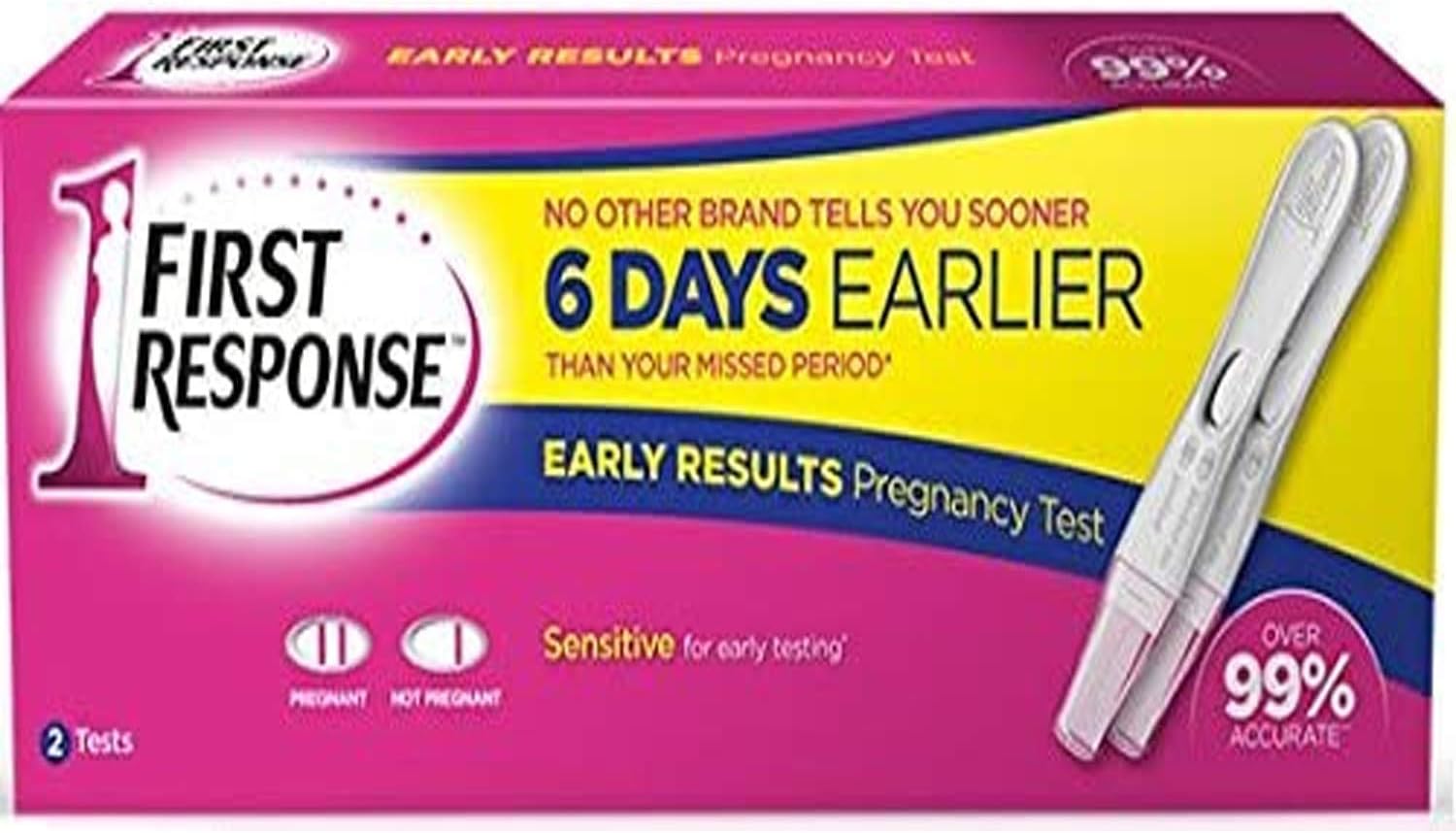 First Response - Early Result Pregnancy Test - Results in 3min - Over 99% accurate - Pack of 2 Tests
