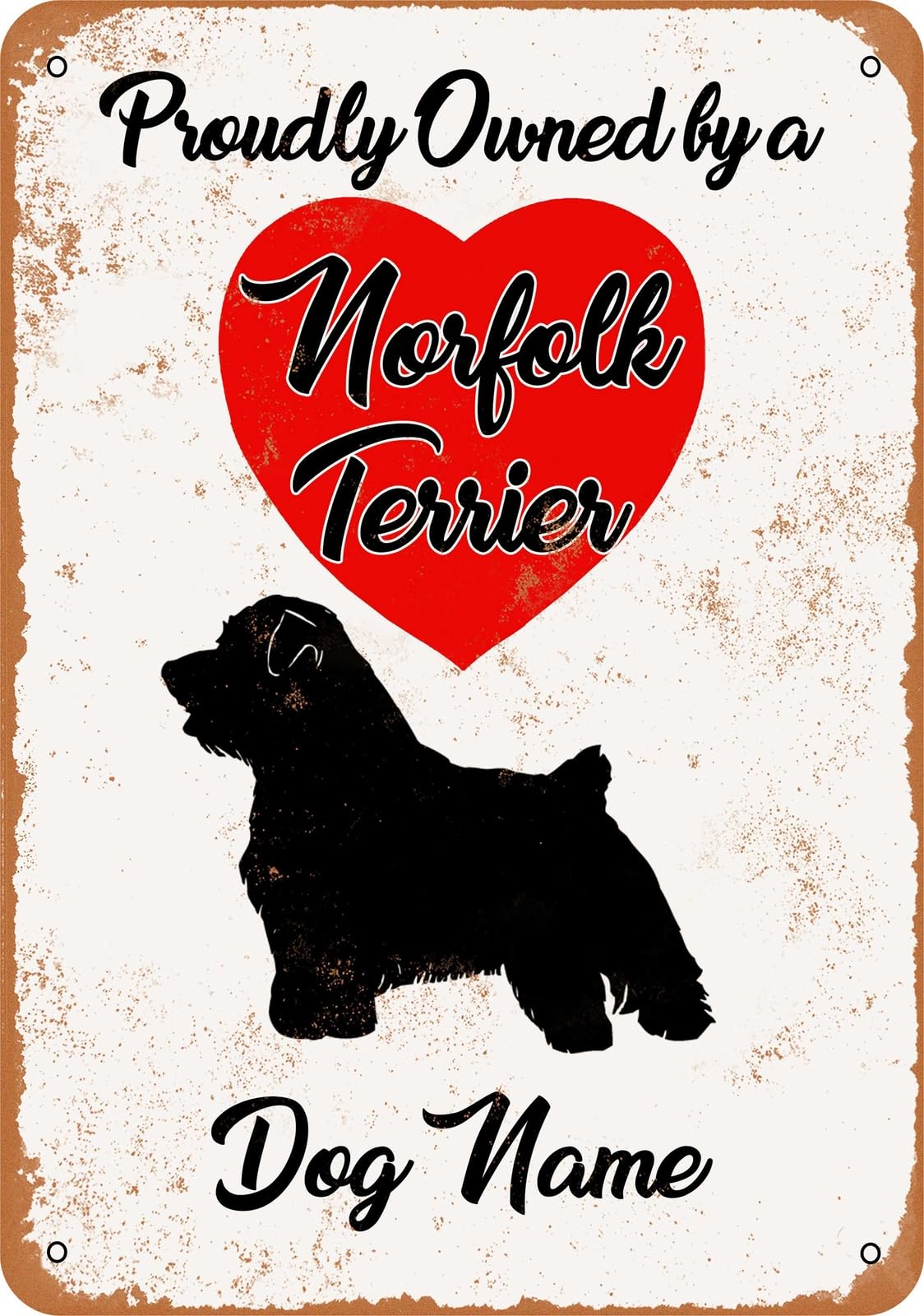 Miaomansenstore Metal Sign - Custom Dog Name - Norfolk Terrier - Vintage Look Home Decor