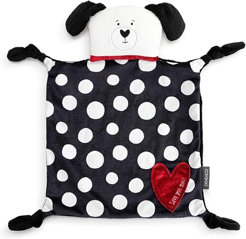 DEMDACO 5004830120 Heartful Home - Manta de felpa de poliéster con diseño de cachorro blanco y negro, 13 x 13 pulgadas