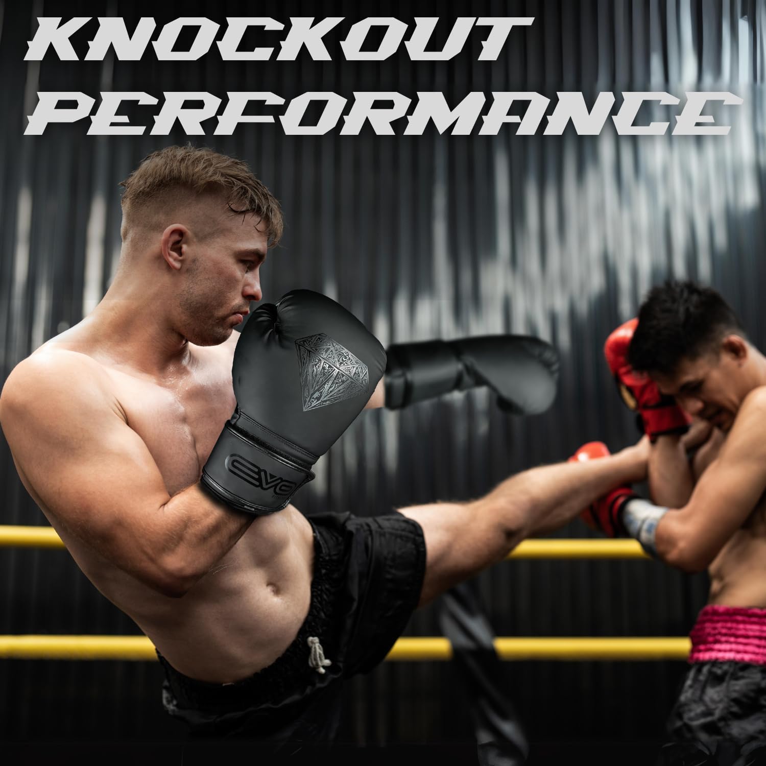 EVO Fitness Rękawice bokserskie z owijkami na dłonie dla mężczyzn i kobiet ze skórzanym żelem Pro do walki i treningu Muay Thai Kick Boxing Sparing