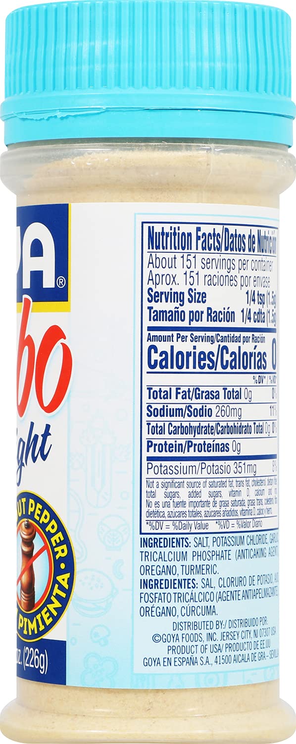 Goya Foods Adobo All Purpose Seasoning Light without Pepper, 8 Ounce (Pack of 24)
