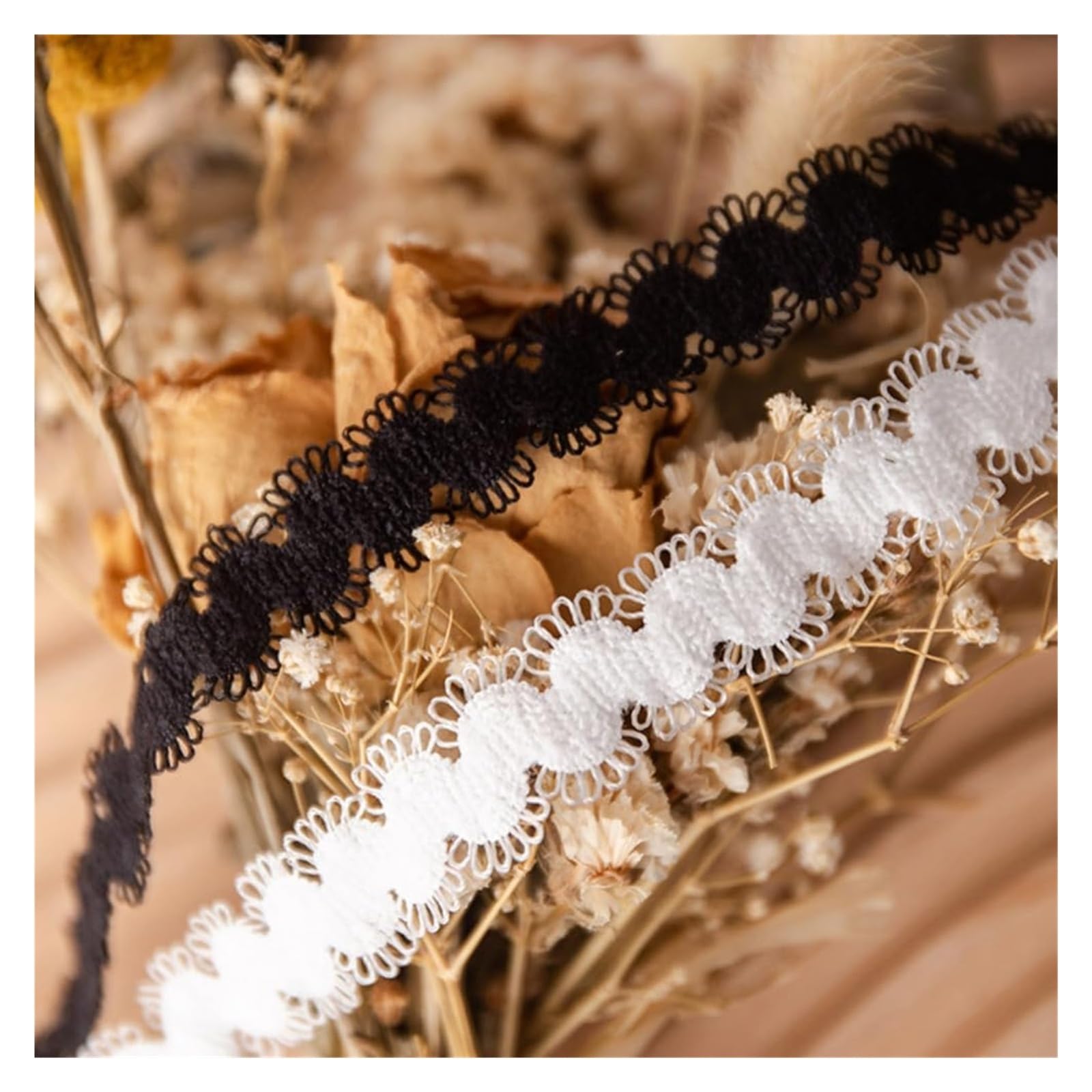 Cinta de encaje, tela de encaje, cinta de encaje elástica, cinta de borde de encaje, cinta decorativa para álbumes de recortes, decoración de boda (blanco)