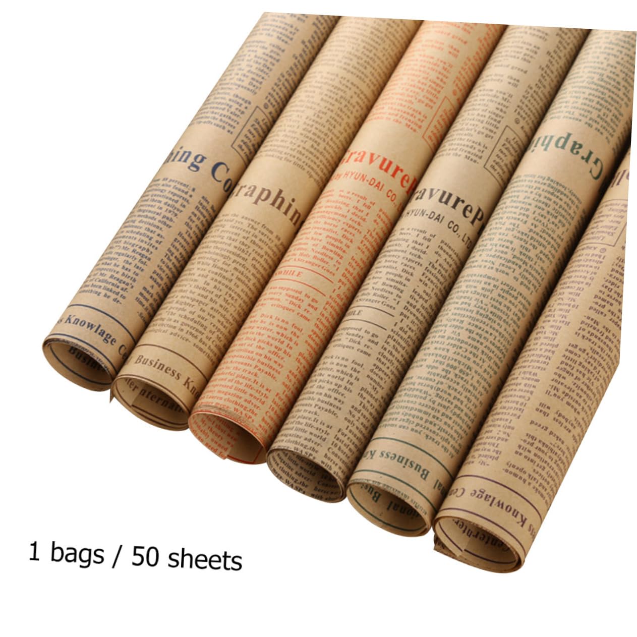 Amosfun 50blätter Vintage-kraftpapier für Geschenkpapier Blumenverpackung und Papierverpackungen Reißfestes Geschenkpapier aus Hochwertigem Papier Geeignet für Geburtstag Zufälliger Stil