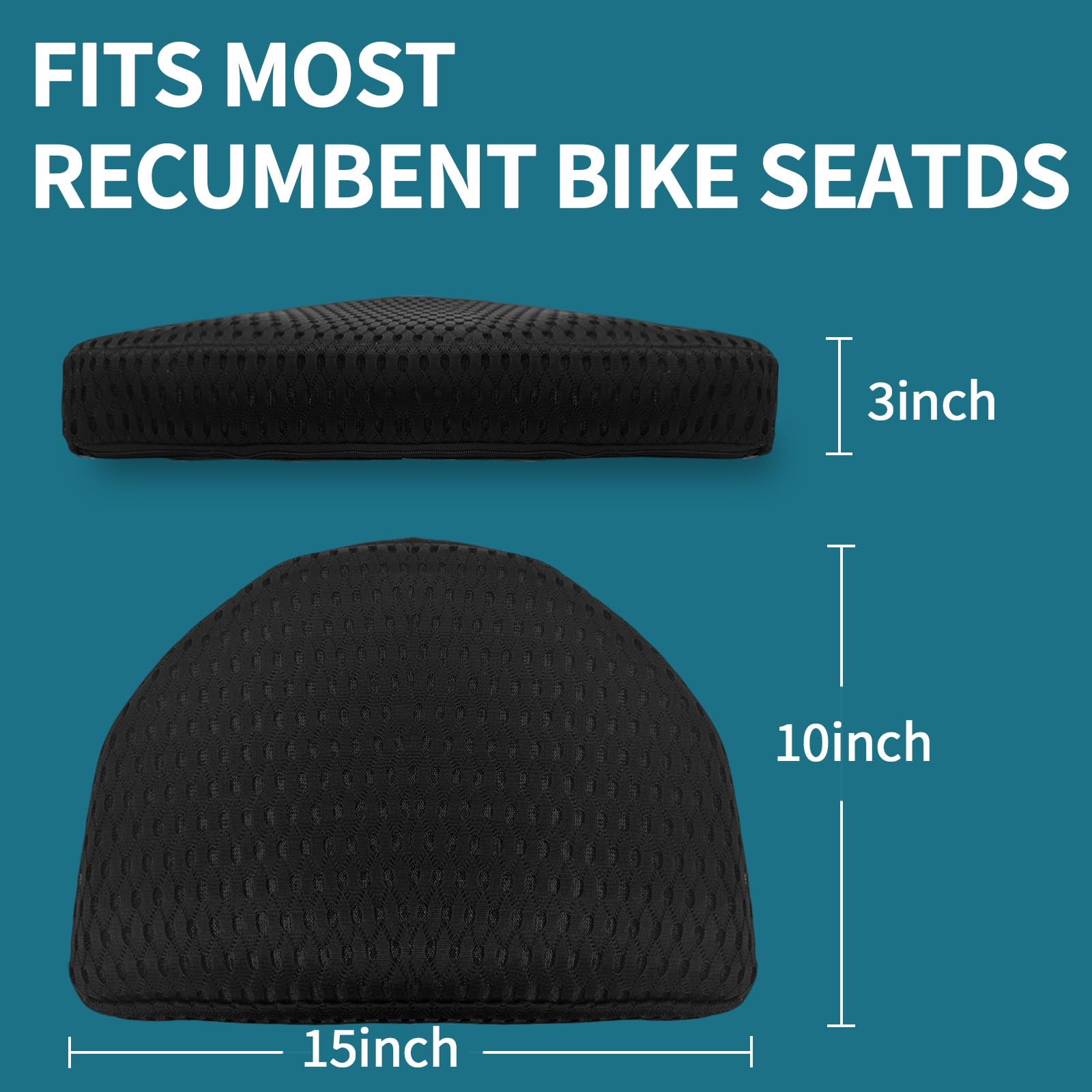 Coussin de siège de vélo couché de 7,6 cm, coussinet antidérapant avec sangle et poignée en silicone