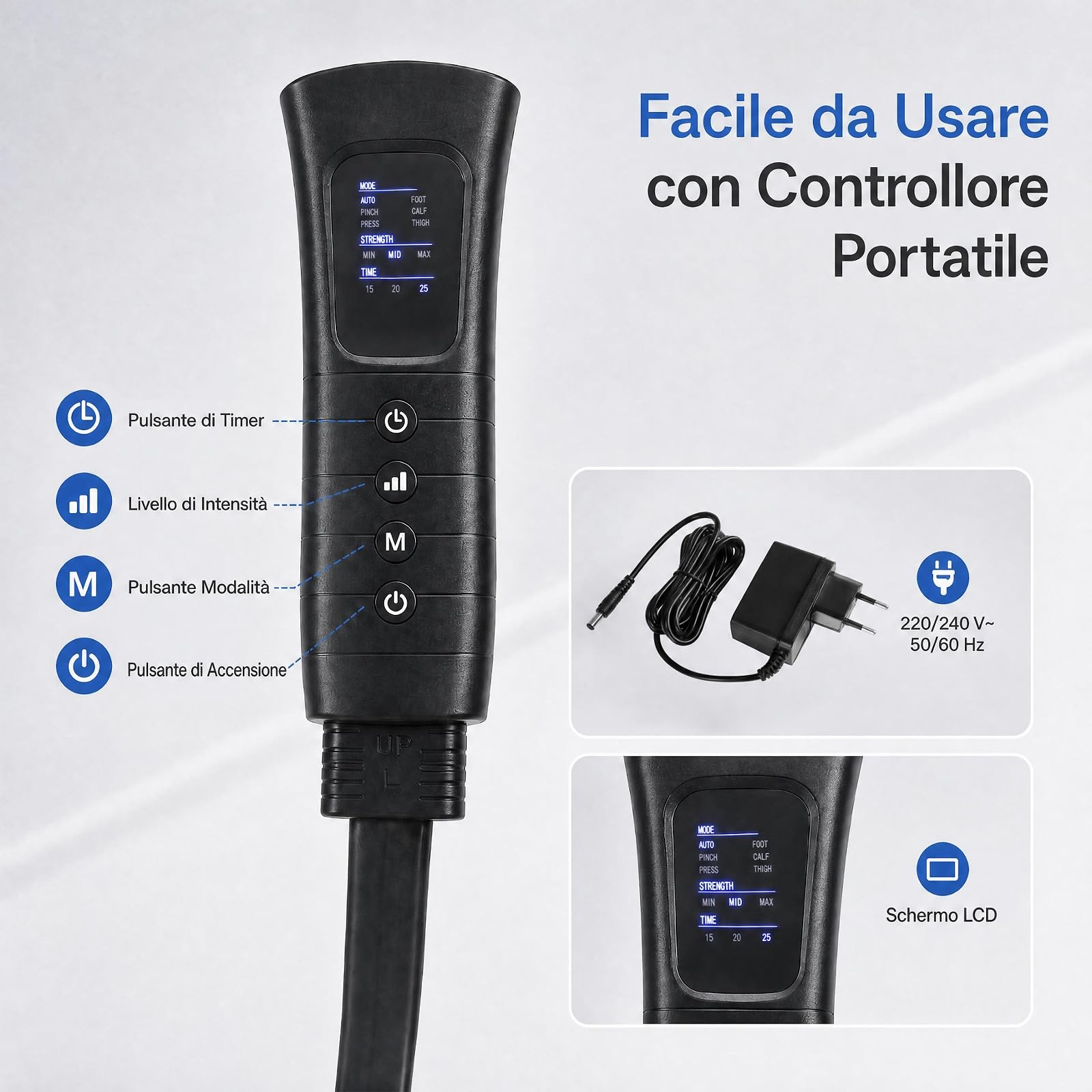 COSTWAY Massaggiatore Gambe a Compressione con 6 Modalità di Massaggio