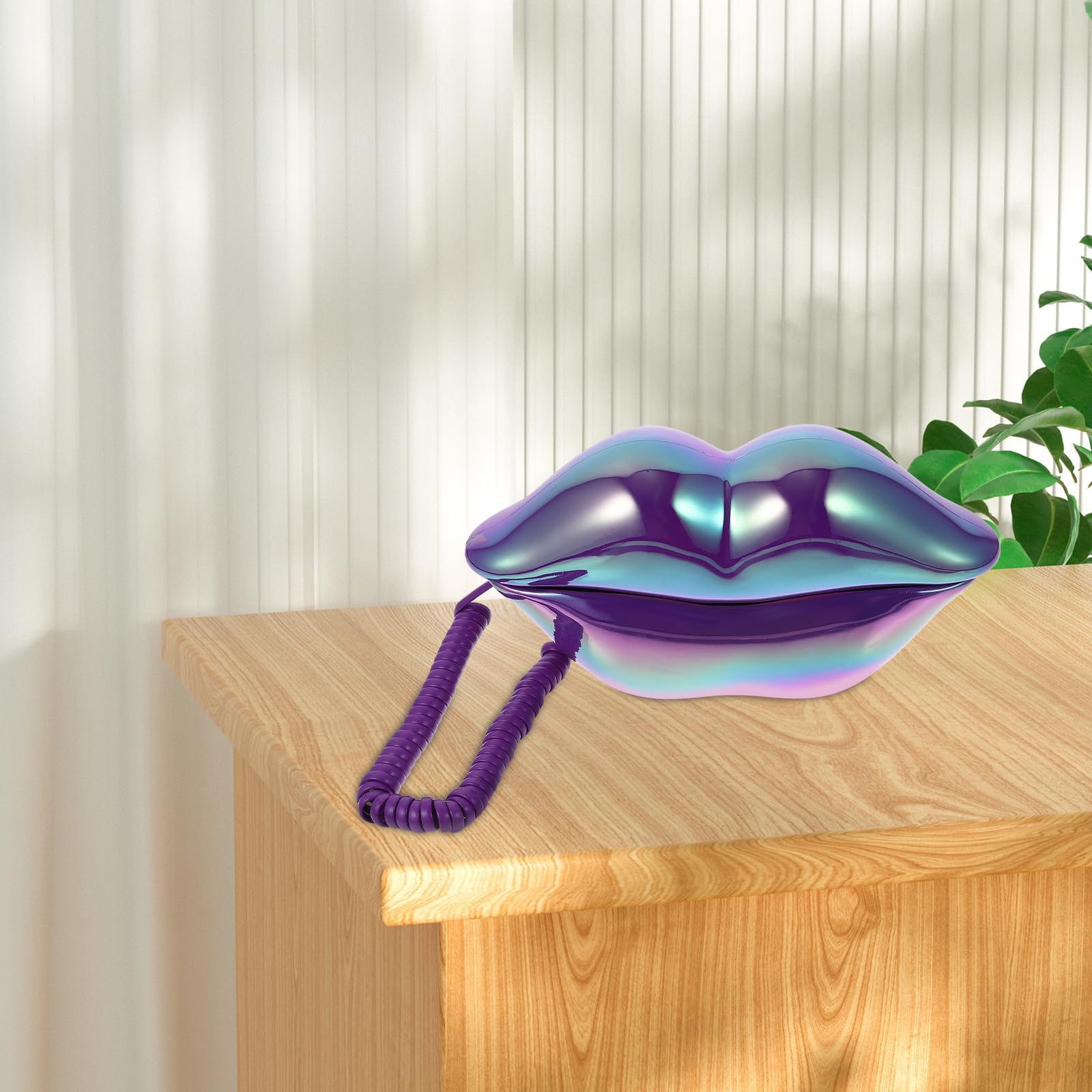 Teléfono de Labios Púrpura Cable, Decoración Hogar Compacta