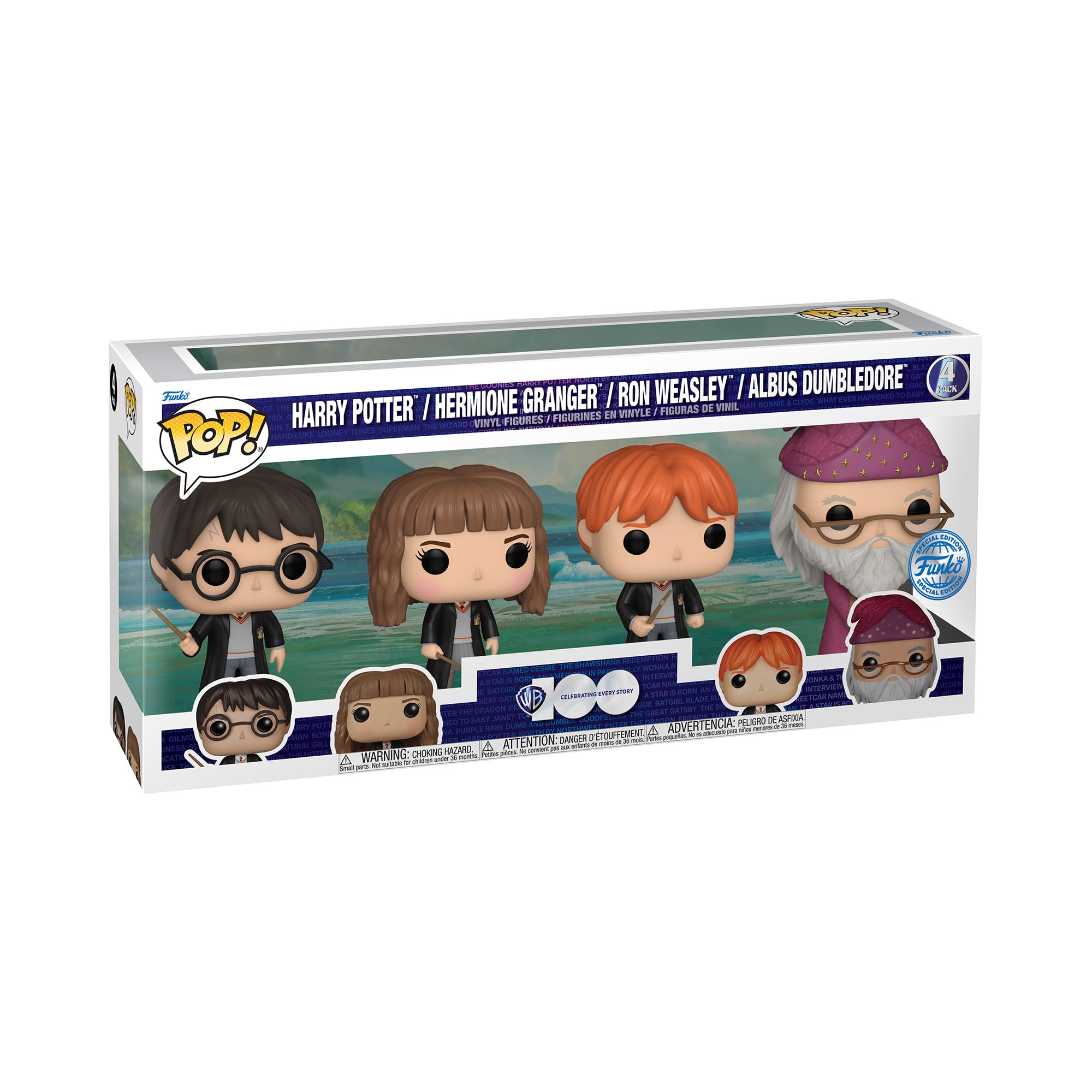 Funko Pop! Harry Potter - Pack de 4 - Harry, Dumbledore, Ron y Hermione | Merchandising Oficial de Fantasía - Figura de Vinilo Coleccionable para Decoración - Regalo Friki de Cumpleaños