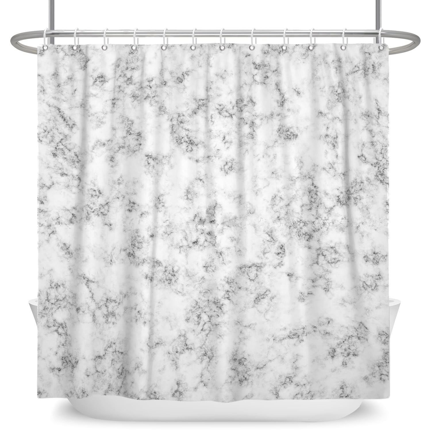 ASDCXZ Marble Shower Curtain, Grey, 180 x 180 cm, Modern Abstract Natural Grey White Marble Look Texture, Washable Bathroom Shower Curtains, Polyester Textile, Waterproof Shower Curtain for Bathtub