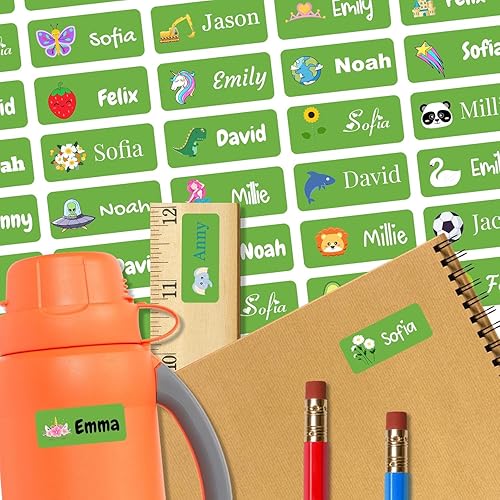 128 etiquetas adhesivas de nombre personalizadas para guardería, etiquetas de nombre impermeables personalizadas para niños, suministros escolares,