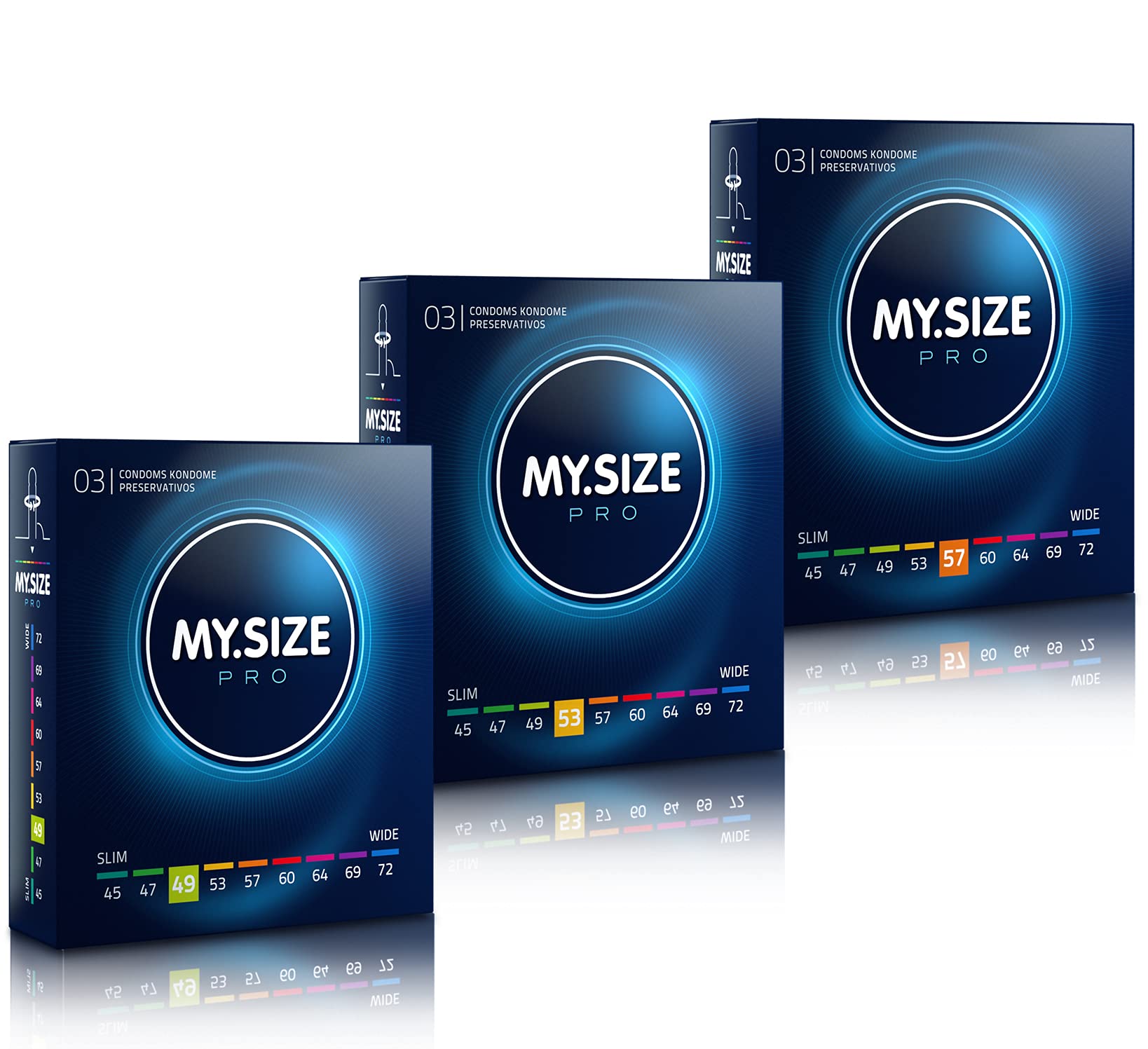 MY.SIZE PRO Condom Set Size 2, 3, 4 - 49, 53, 57 mm, 3 x 3 Pieces - The New Generation MY.SIZE Condoms