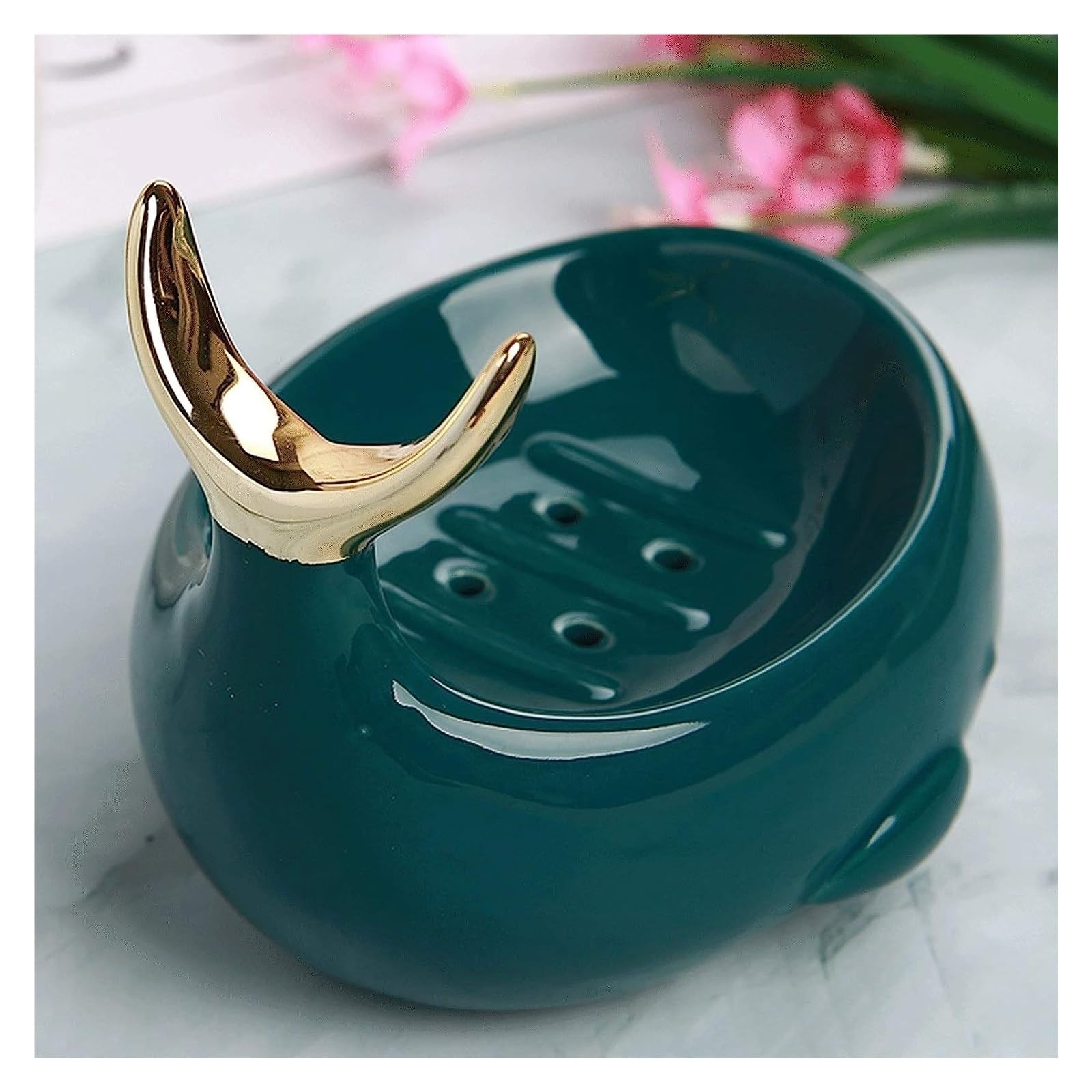 Jabonera Jabonera con Drenaje Jabonera Simple y atmosférica, Adecuada for Guardar jabones en Barra en hoteles y baños, Recipiente de cerámica Multiusos for jabón(Grün)