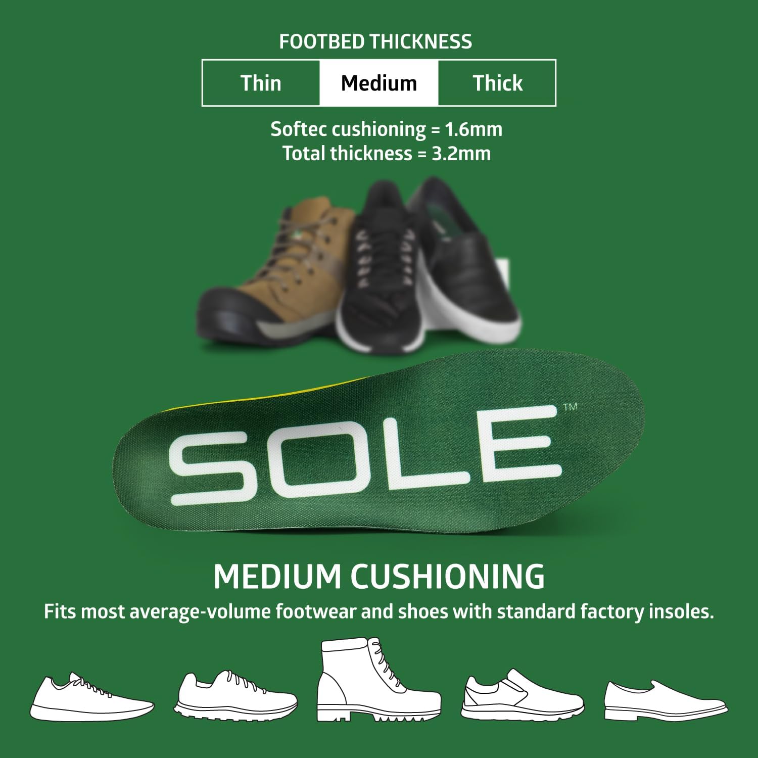 SOLE Everday Insoles - Custom Moldable Orthotic Support for Any Arch Type, Plantar Fasciitis Relief - Large, 1 Pair - Image 2