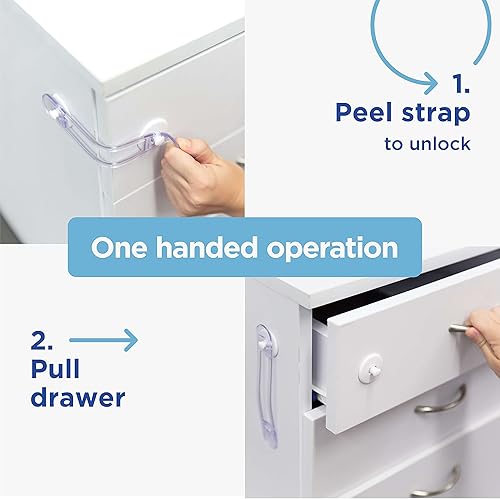 Miniatura 3 de Perma - Cerraduras adhesivas de seguridad para bebés y niños, 20 unidades, transparenteblanco