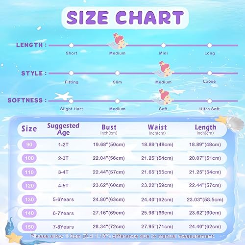 Miniatura 6 de HenzWorld Vestido de Sirenita Ariel para niñas, disfraz de princesa, ropa de cosplay, fiesta de cumpleaños con diadema