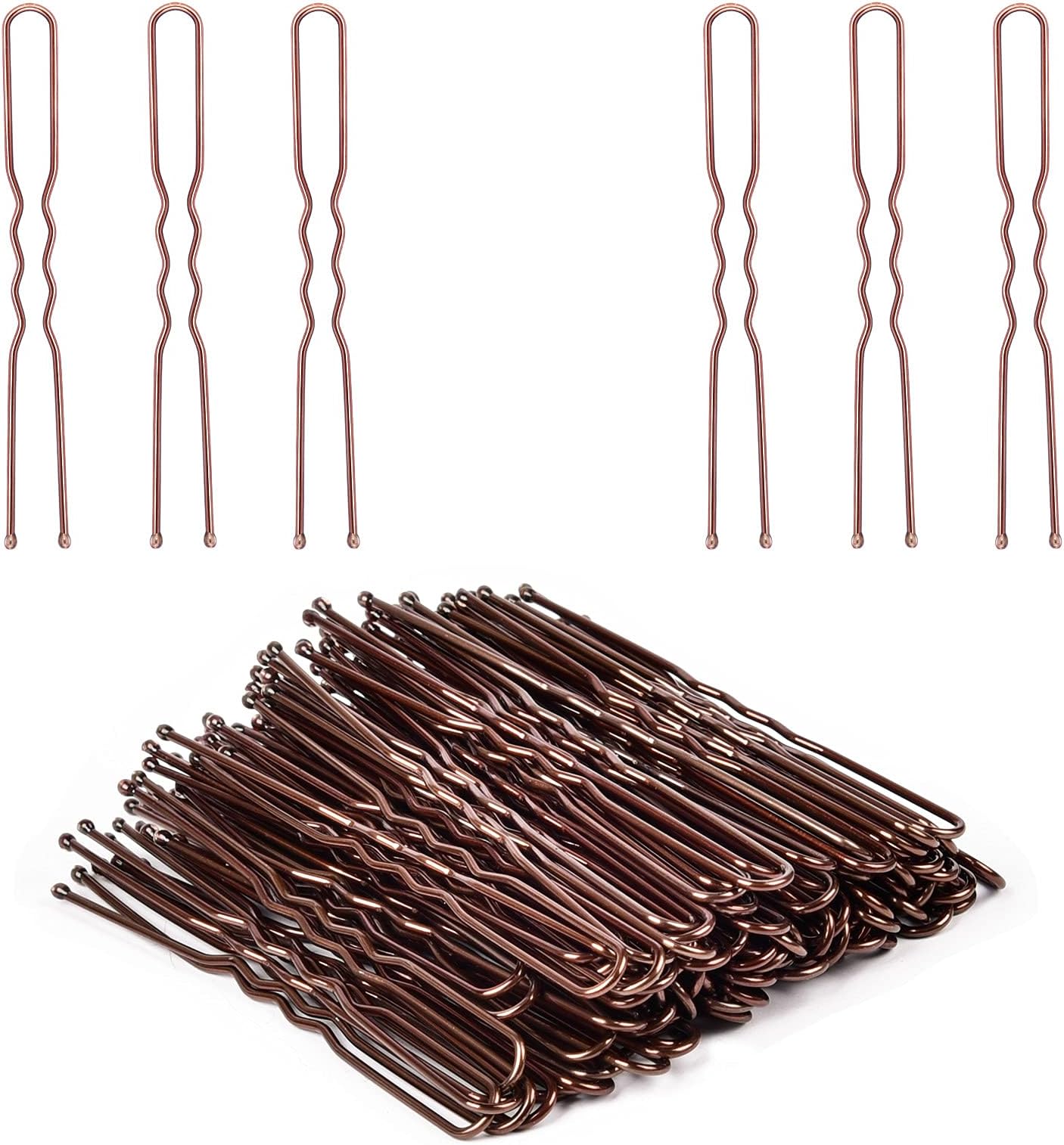 U Shaped Hair Pins, IKOCO 2.4inch Hair Pins for Women with Storage Box, Brown