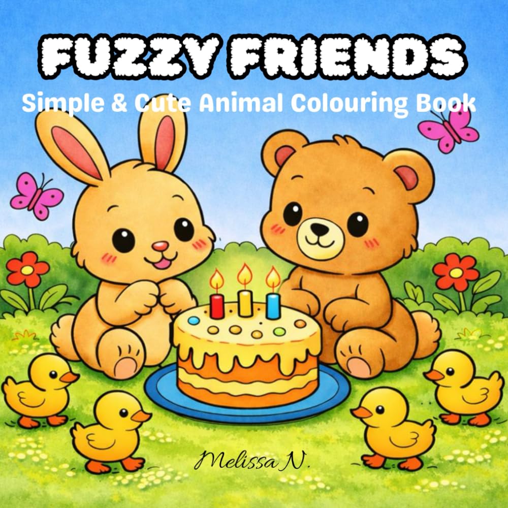 Fuzzy Friends: Simple & Cute Animal Colouring Book