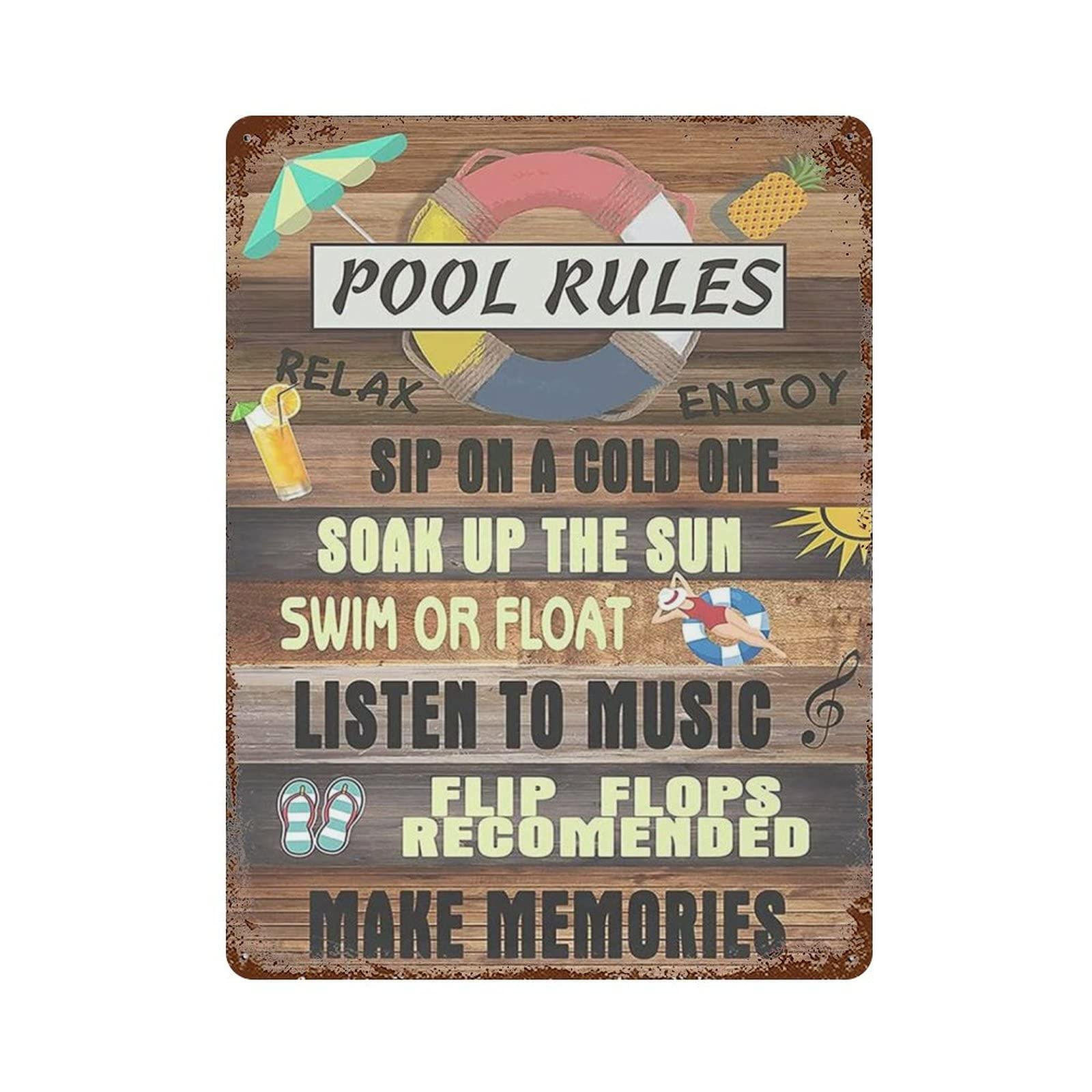 AOOEDM Pool Rules Metal Sign for Home Coffee Garage Wall Decor Vintage Poster Bar Signs for Home Bar Retro Metal Tin Sign