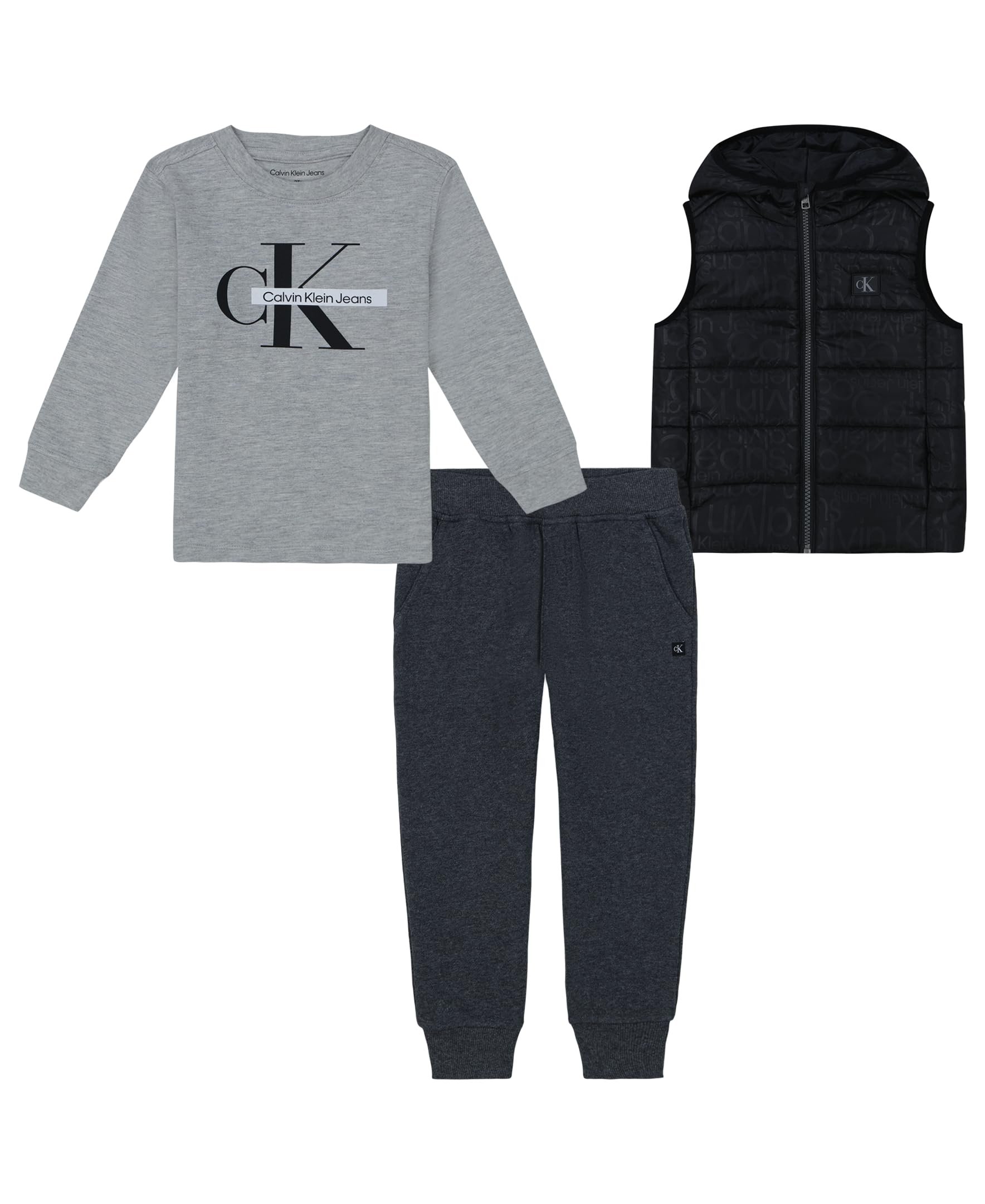 Calvin Klein Baby-Jungen 3-teiliges Set mit Puffweste, Hose, Set