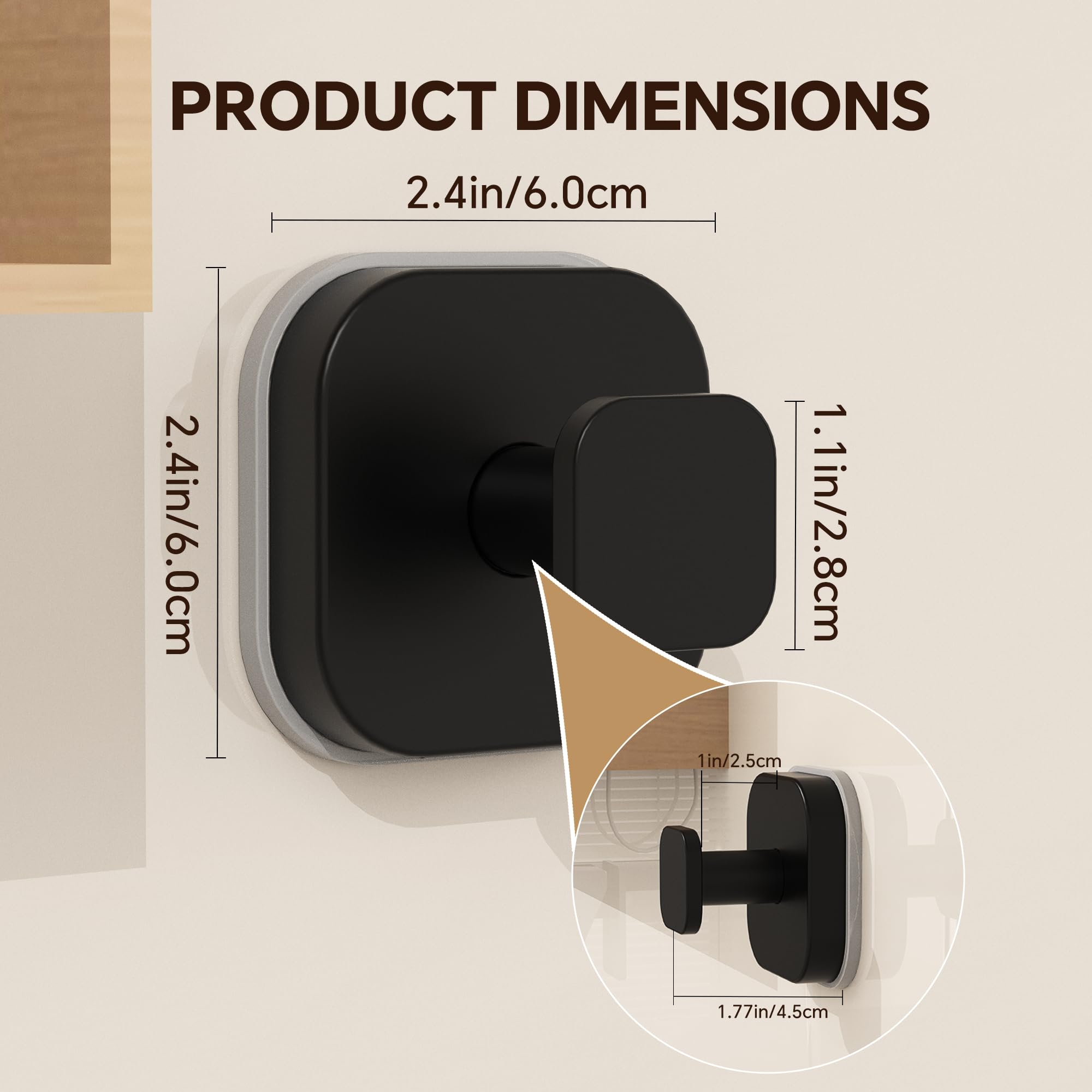 4 Pack Stainless Steel Suction Cup Hooks for Shower Removable No Drill Towel Hooks for Bathroom Glass Door — view 7