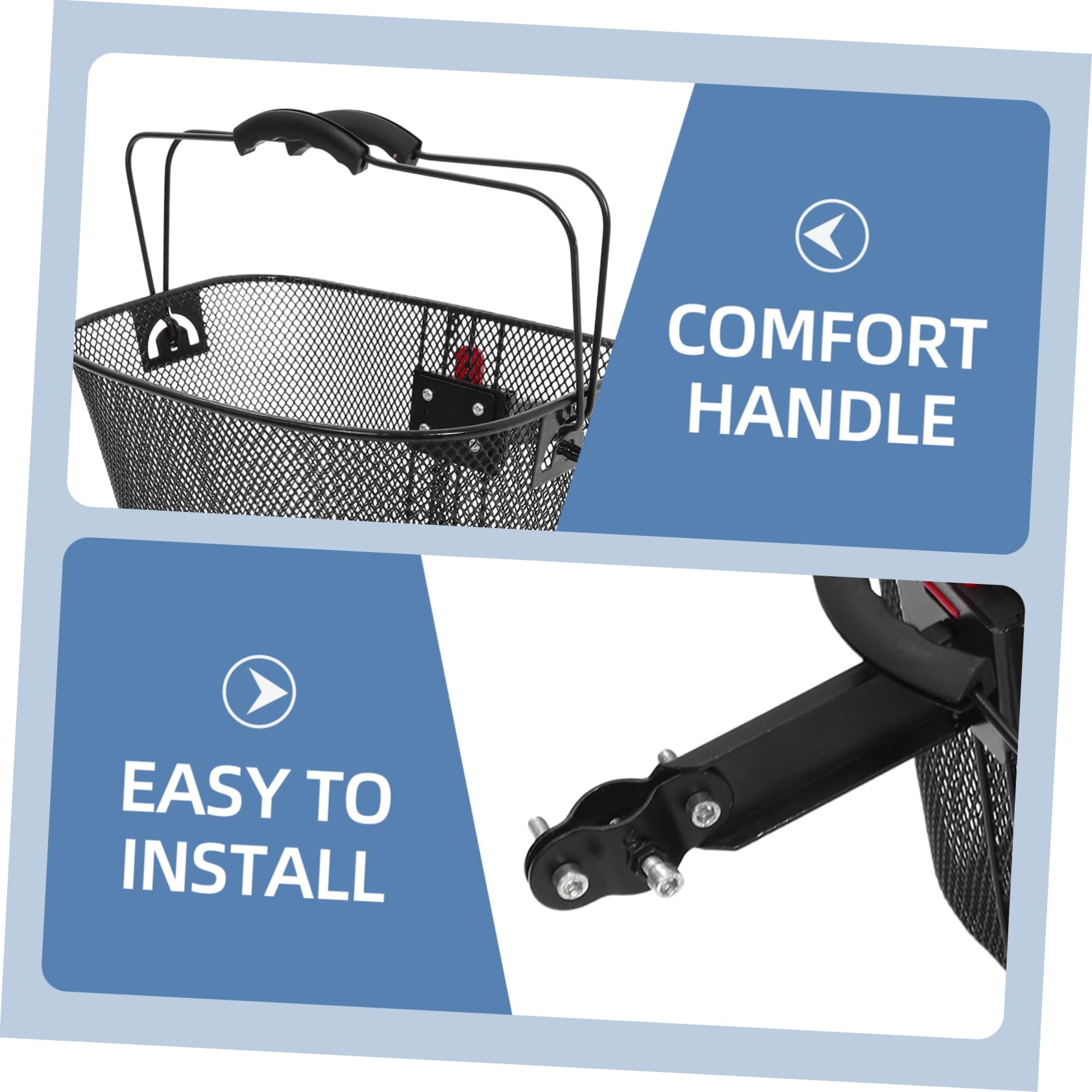 UPKOCH Cesta de Bicicleta Desmontable de Hierro y Plástico Negro | Uso Exterior, Estable y Resistente, Diseño Portátil, Compatible Manillar Delantero