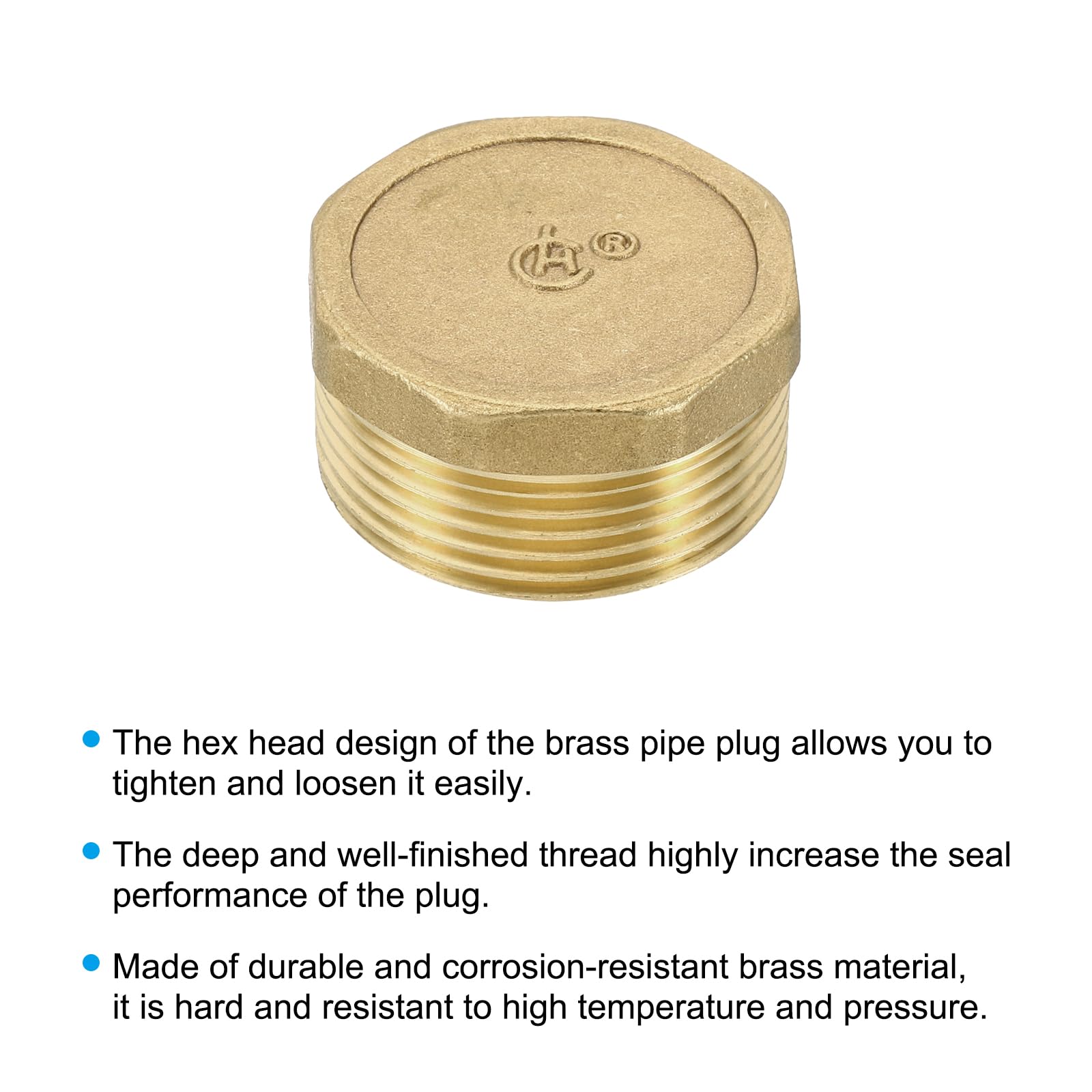 PATIKIL G1-1/4 Brass Pipe Plug - Image 4