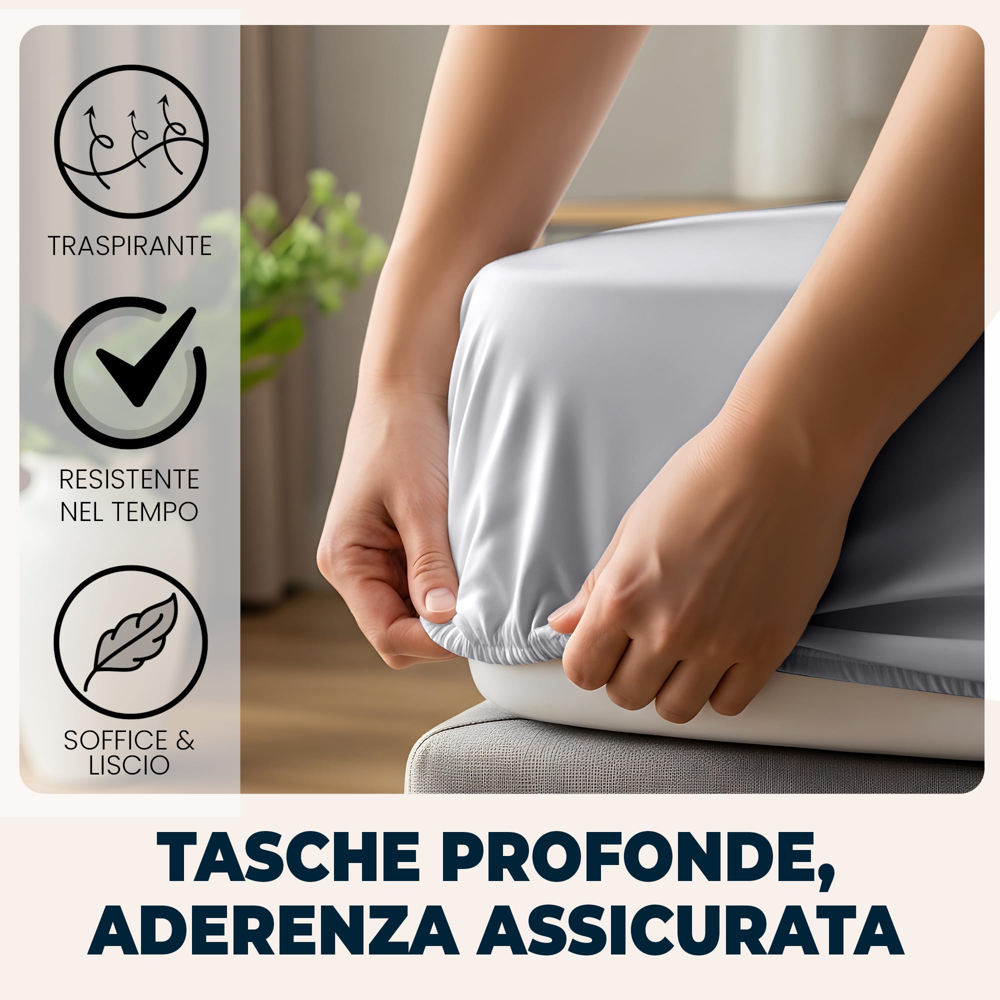 Lenzuola Matrimoniali con Angoli 160x190 cm Grigio Chiaro in Microfibra per Letto con Materasso fino a 30cm Tessuto Anti-Acaro e Ipoallergenico di Alta Qualità Morbido e Lavabile in Lavatrice