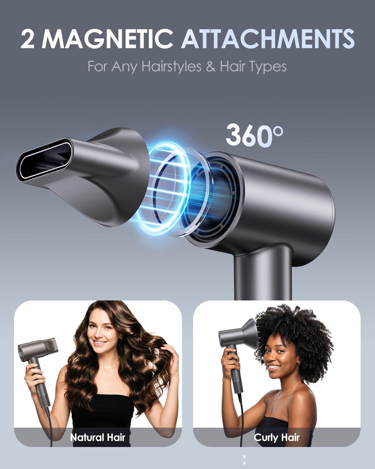 Bopcal Phon Capelli Professional con Ionico, Asciugacapelli da Viaggio 100-240V, 170.000 giri/min High-Speed Asciugacapelli con 500 Milioni di Ionico Negativi, Anti-Crespo, come Regalo ZCY891-M
