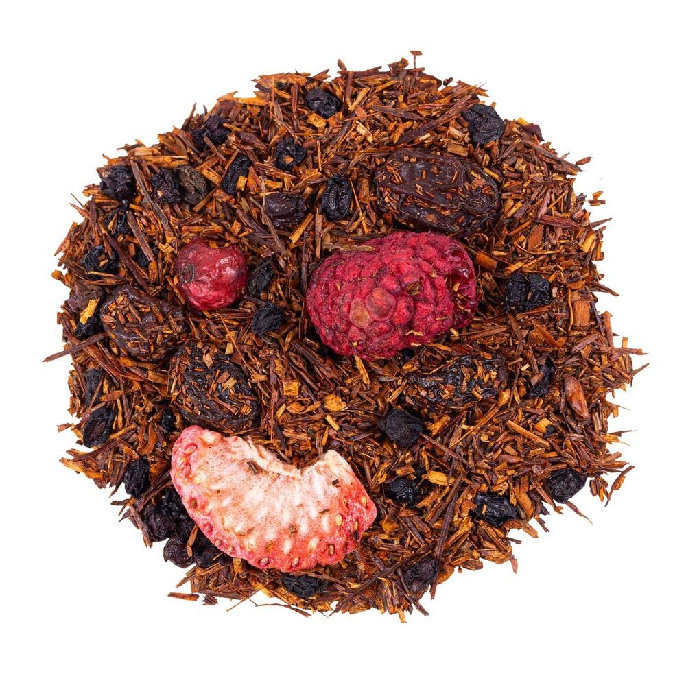 Rooibos de Frutos Rojos a Granel 100 Gramos - My Tea Moments - Cultivo Sostenible - Ingredientes Naturales: Baya de Saúco, Frambuesa, Fresa, Grosella, Grosella Negra, Uva Pasa.