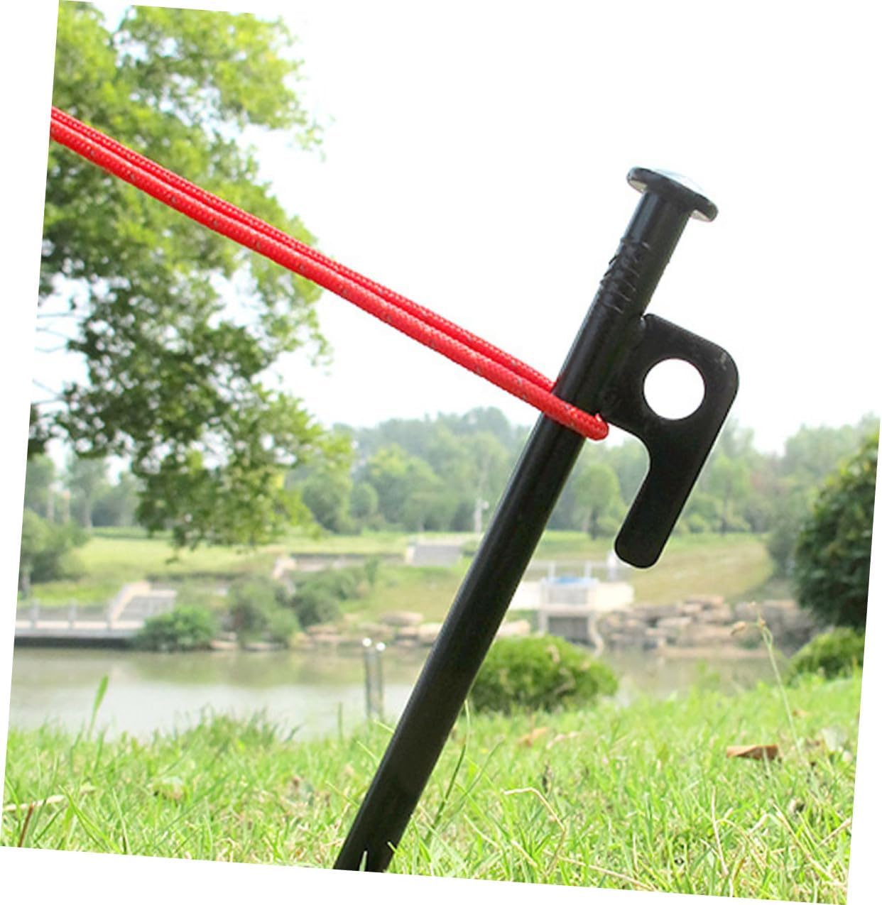 HEMOTON 10pcs Camping Tent Stakes Heavy Duty Metal Pegs 30cm Black with Storage Bag Outdoor Tent Pegs for Windproof Shelter Anchoring