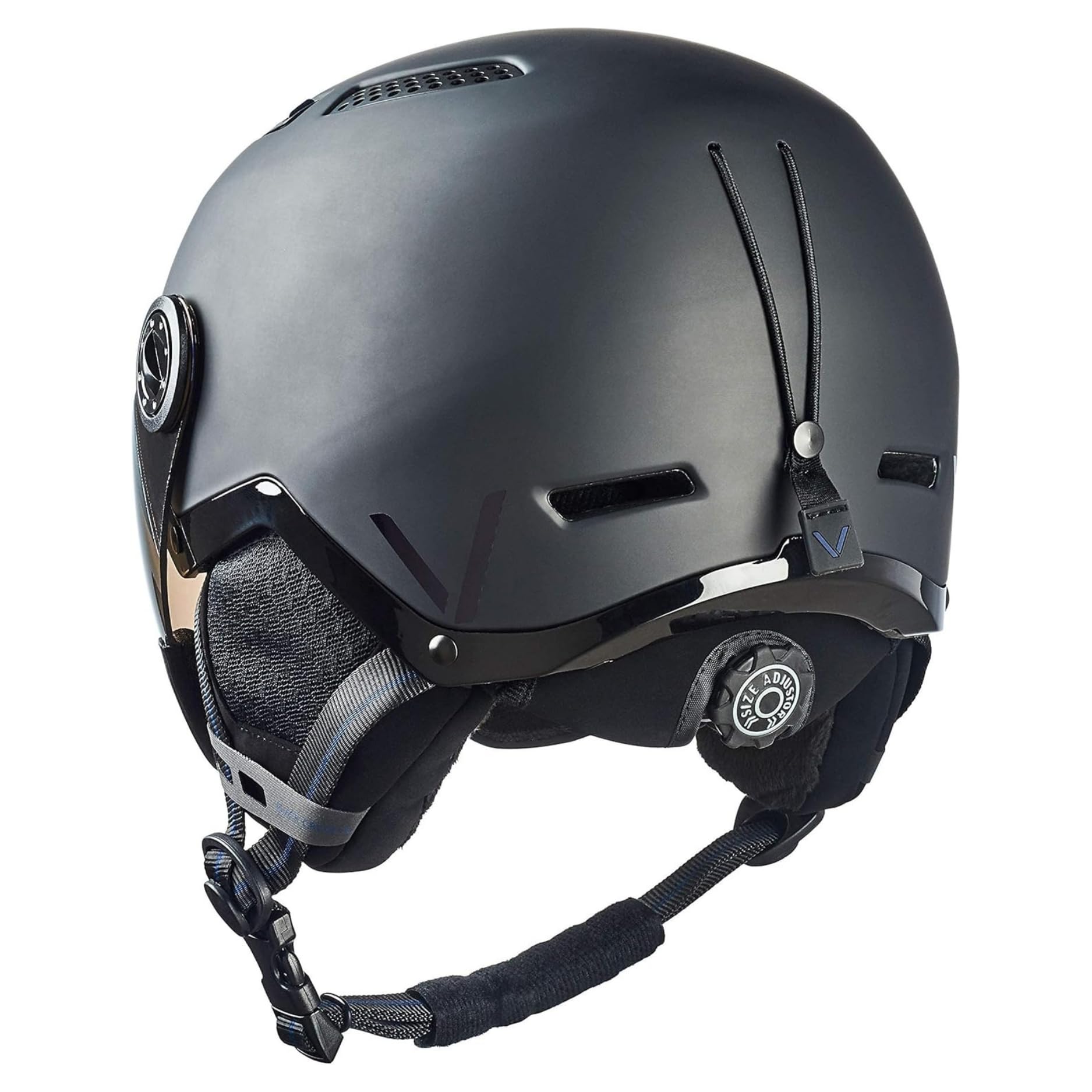 BLACK CREVICE Skihelm Chamonix I Skihelm mit Visier im Pilotenstyle I Skihelm Herren & Damen I Unisex Snowboard-Helm I Atmungsaktiver Ski-Helm I Größenverstellbar