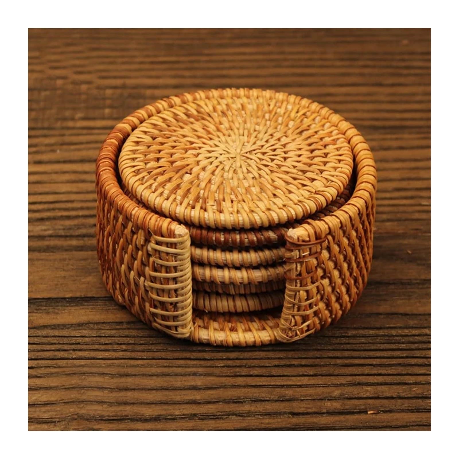 tkane rattanowe podkładki, Zestaw rattanowych podkładek z koszami w 6 różnych rozmiarach(8cm)