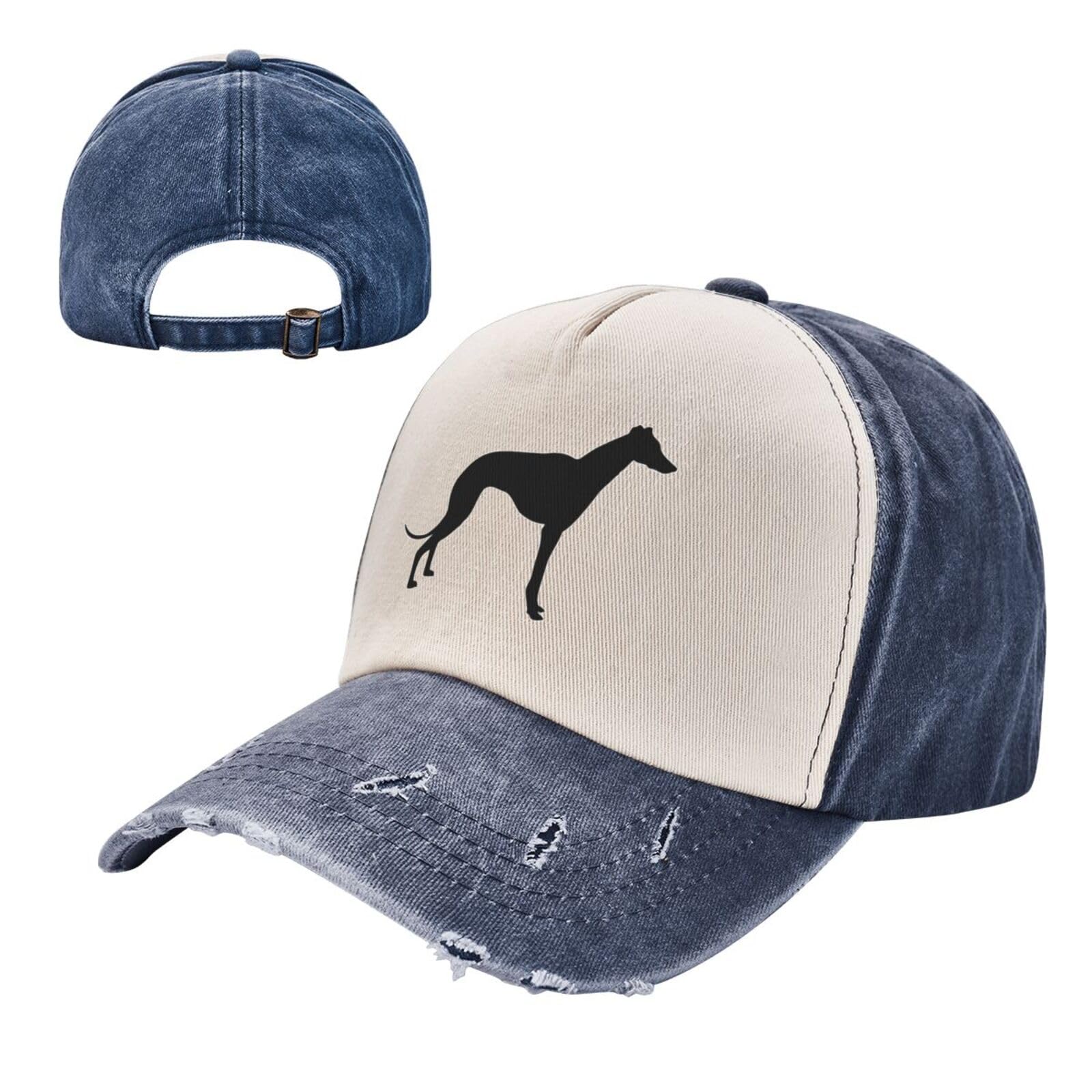 DPgUfPV Greyhound Dog Vintage Baseball Cap, Cowboy Patchwork Wash Baseball Cap Adjustable Cotton Trucker Cap