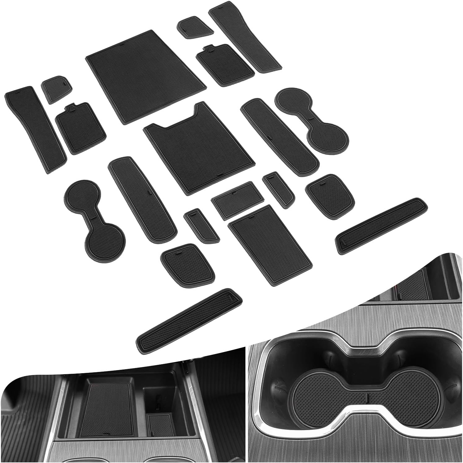2025 2026 Acadia Center Console Liner Anti Dust Mat for 2025 2026 GMC Acadia Accessories Cup Holder Insert Door Pocket Door Slot Trim for Acadia (Elevation, AT4 and Denali) 20Pcs/Set (Black)