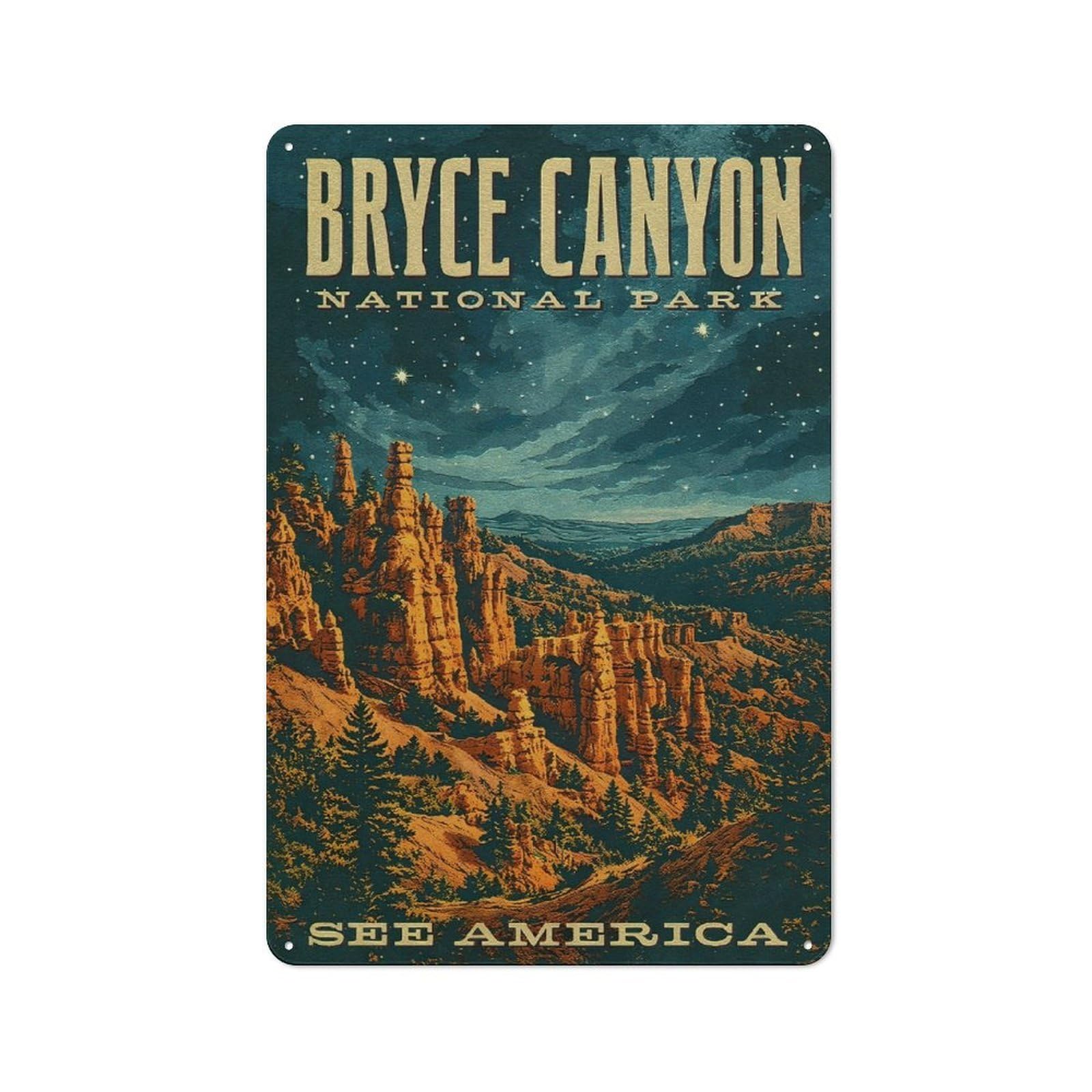 Junmoney Style-8 Bryce Canyon National Park Vintage Printed Metal Sign 30X20cm For Man Cave Or Games Room, Suited To Games Room Collectors
