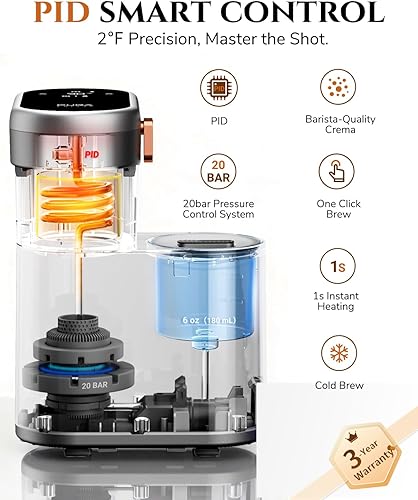 Miniatura 4 de C1 - Mini máquina de café expreso compacta con café molido, cafetera portátil recargable, pequeña máquina de espresso eléctrica para viajes, Gris