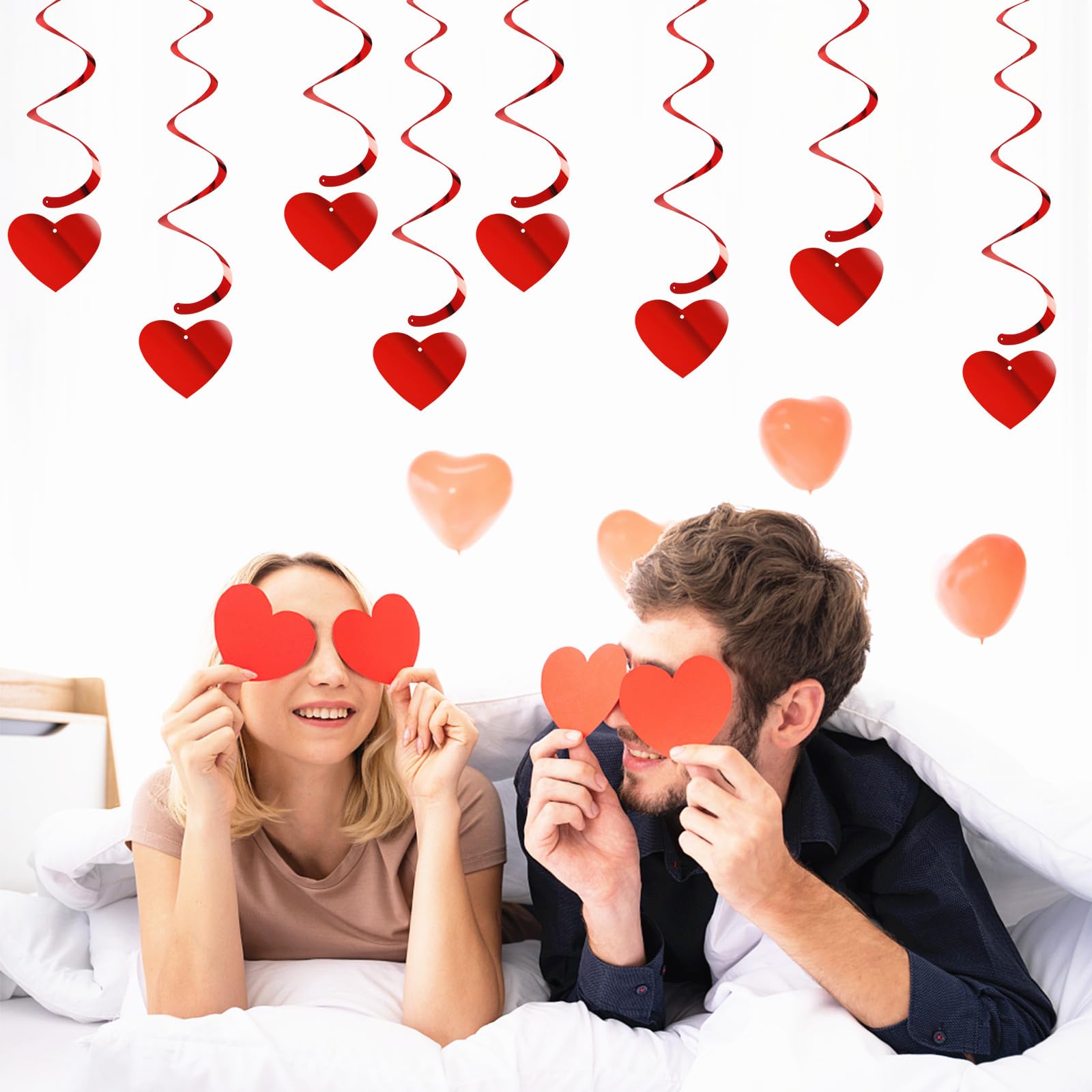 Walentynki czerwone serce wiruje impreza-dekoracje - 18 szt. romantyczna specjalna galentyna nocna wisząca girlanda serpentyna, dziewczyna rocznica ślubu baby shower urodziny artykuły dekoracyjne