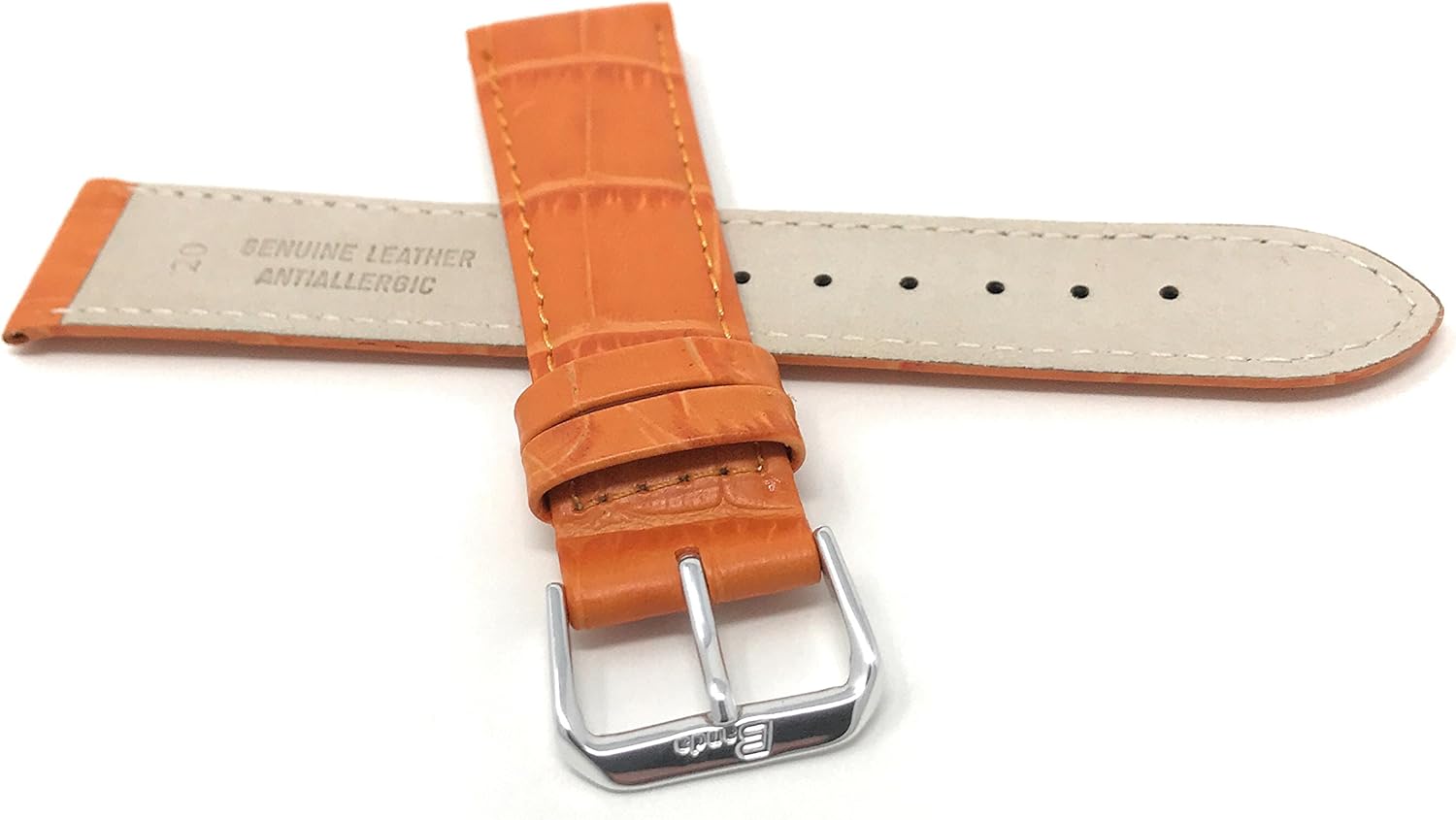 Bandini 12mm Womens Italian Leather Watch Band Strap - Orange - Alligator Pattern
