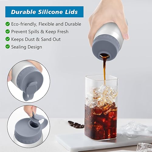 Miniatura 4 de Cosmos Tapa de silicona para latas de bebidas, tapón antiderrames para latas de bebidas de tamaño regular (gris + amarillo)