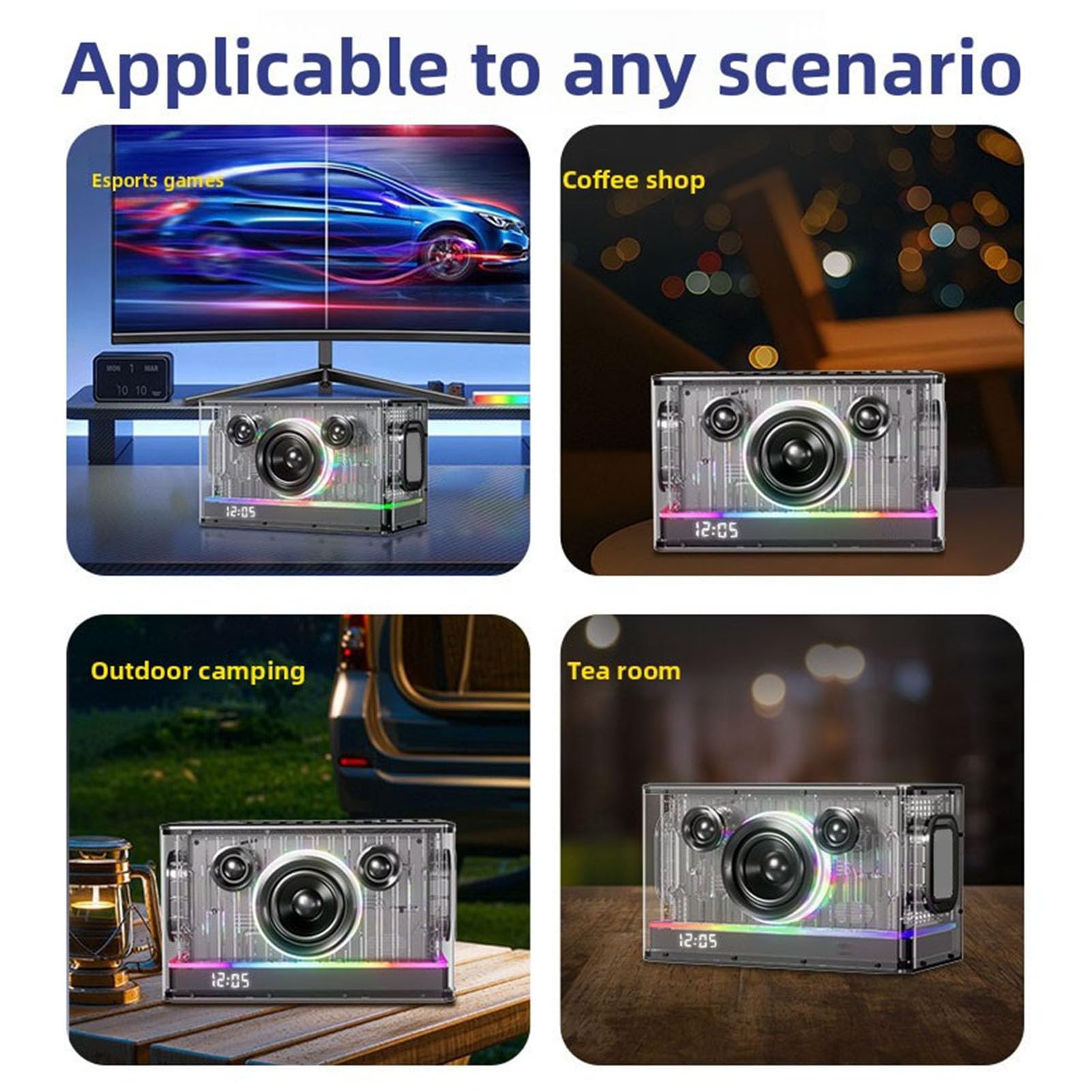 Altoparlante Bluetooth 45W Bluetooth 5.3 Luce RGB Colorata Display Orologio LED Stereo Veramente Wireless Altoparlante Wireless Scrivania con 8000mAh Ricaricabile per Casa